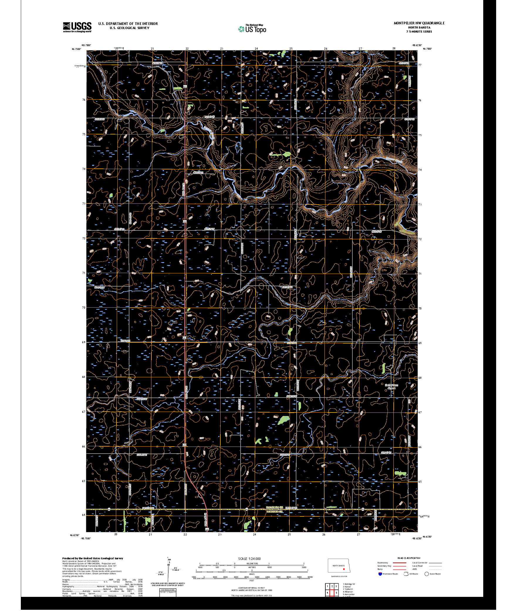 US TOPO 7.5-MINUTE MAP FOR MONTPELIER NW, ND