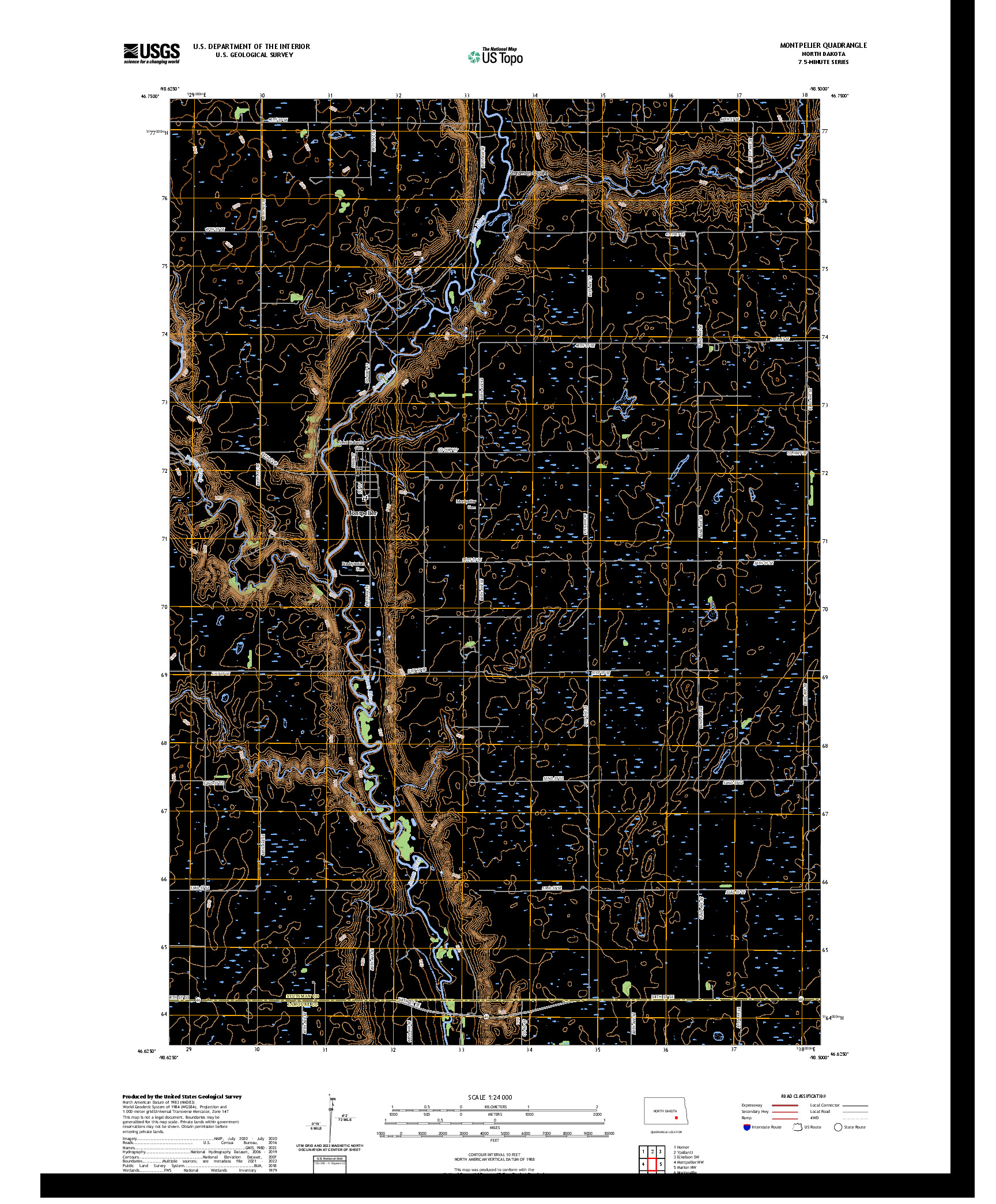 US TOPO 7.5-MINUTE MAP FOR MONTPELIER, ND