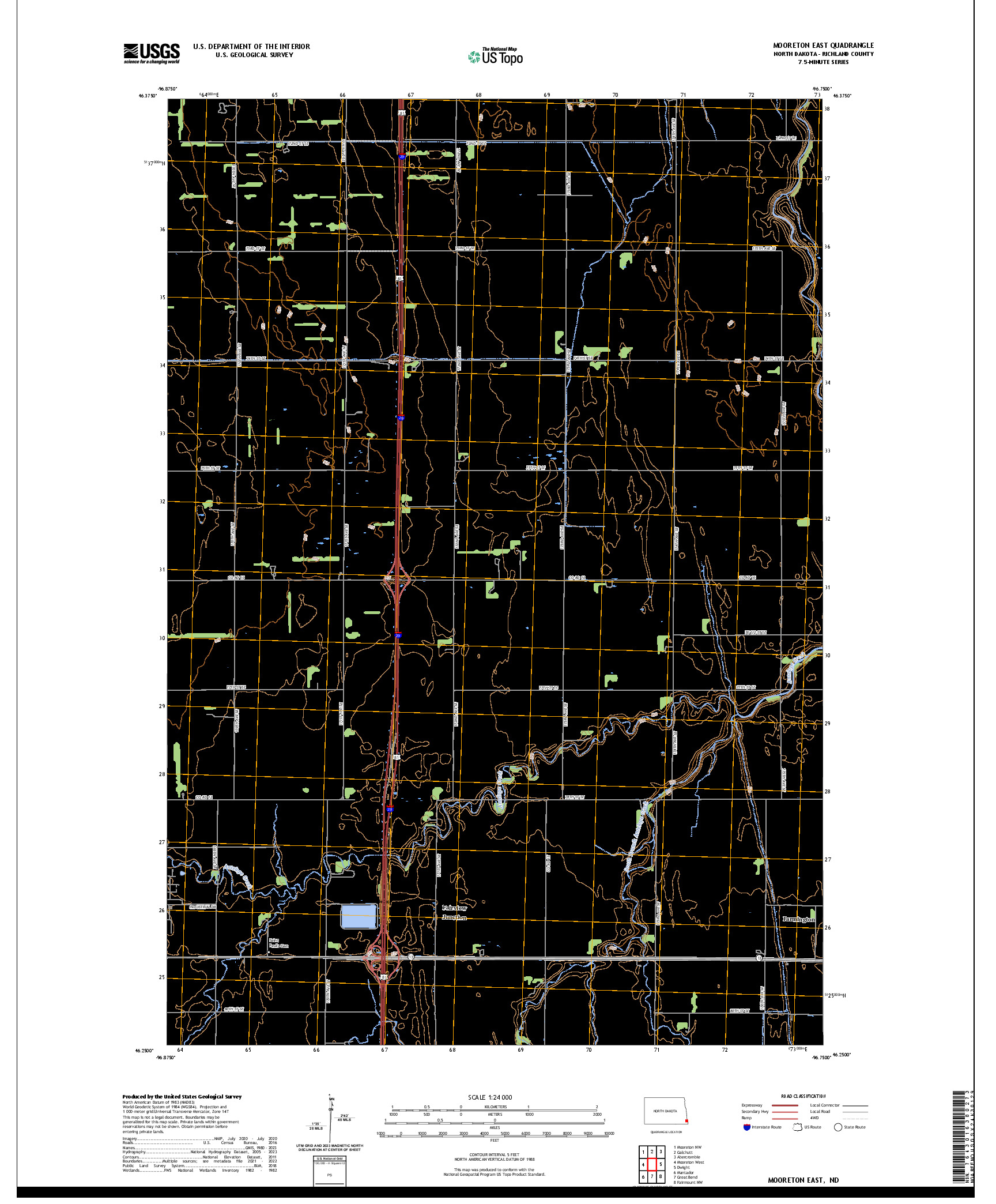 US TOPO 7.5-MINUTE MAP FOR MOORETON EAST, ND