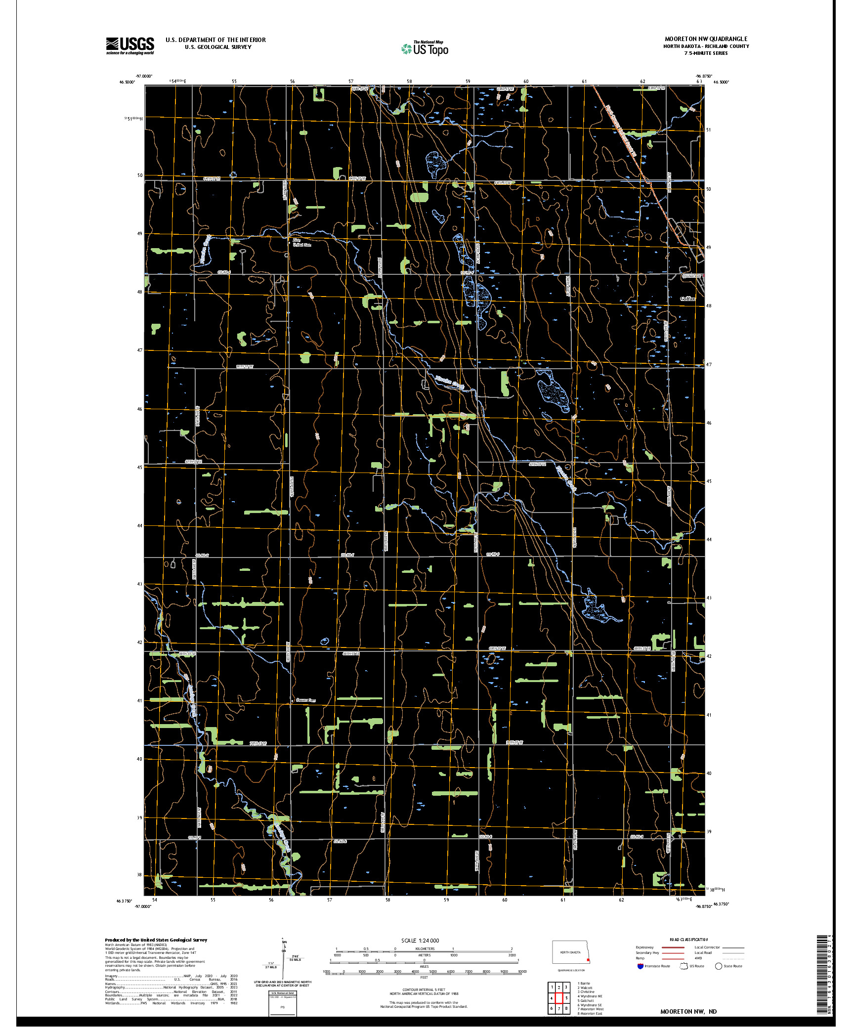 US TOPO 7.5-MINUTE MAP FOR MOORETON NW, ND