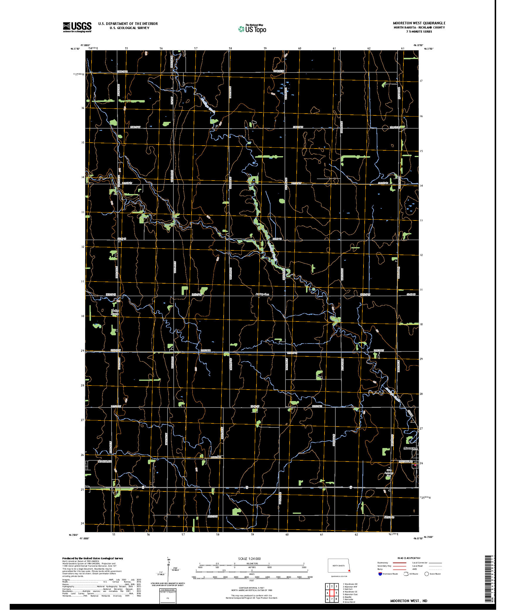US TOPO 7.5-MINUTE MAP FOR MOORETON WEST, ND