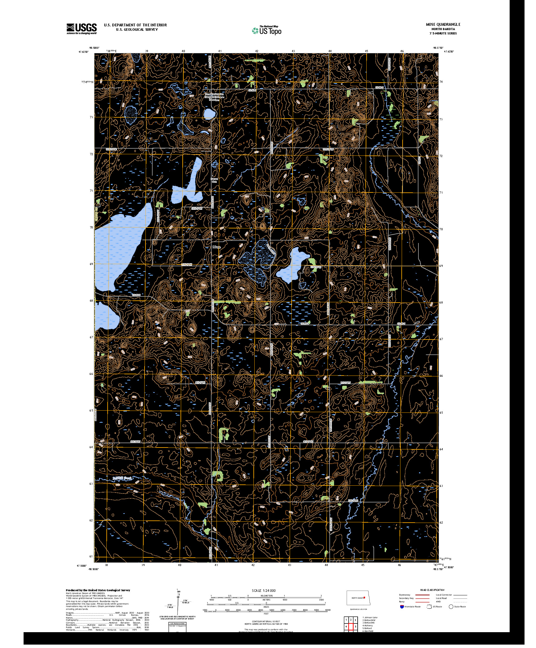 US TOPO 7.5-MINUTE MAP FOR MOSE, ND