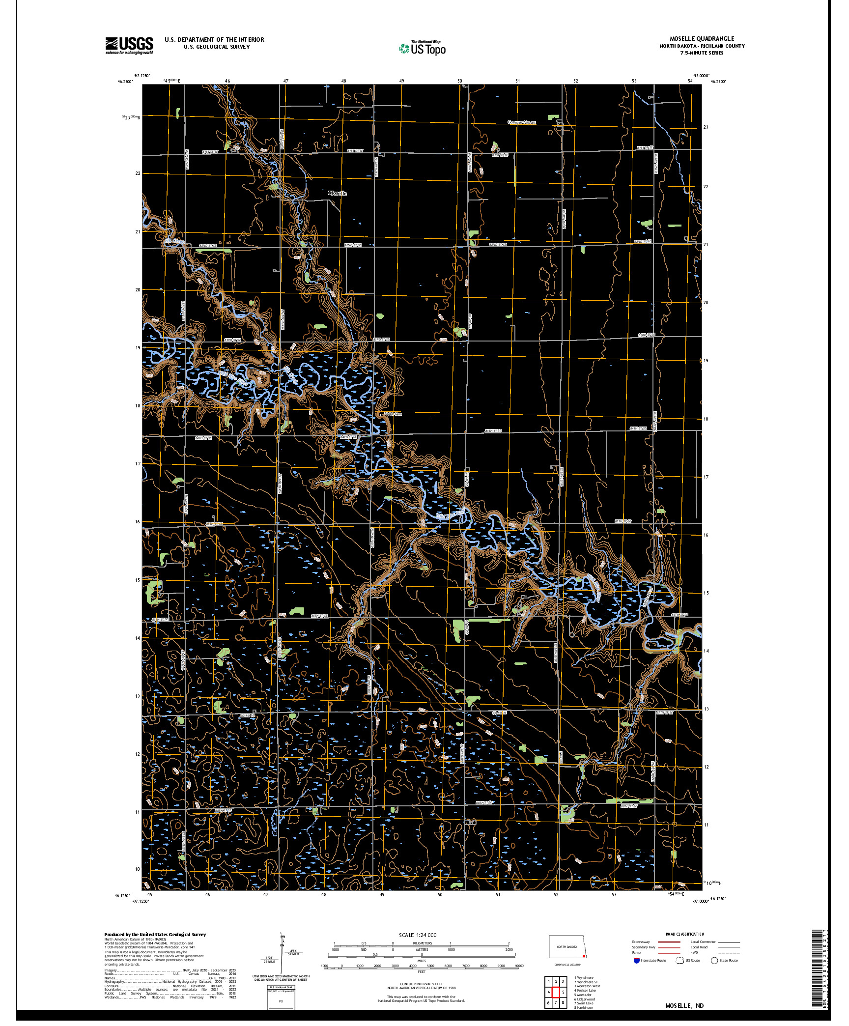 US TOPO 7.5-MINUTE MAP FOR MOSELLE, ND