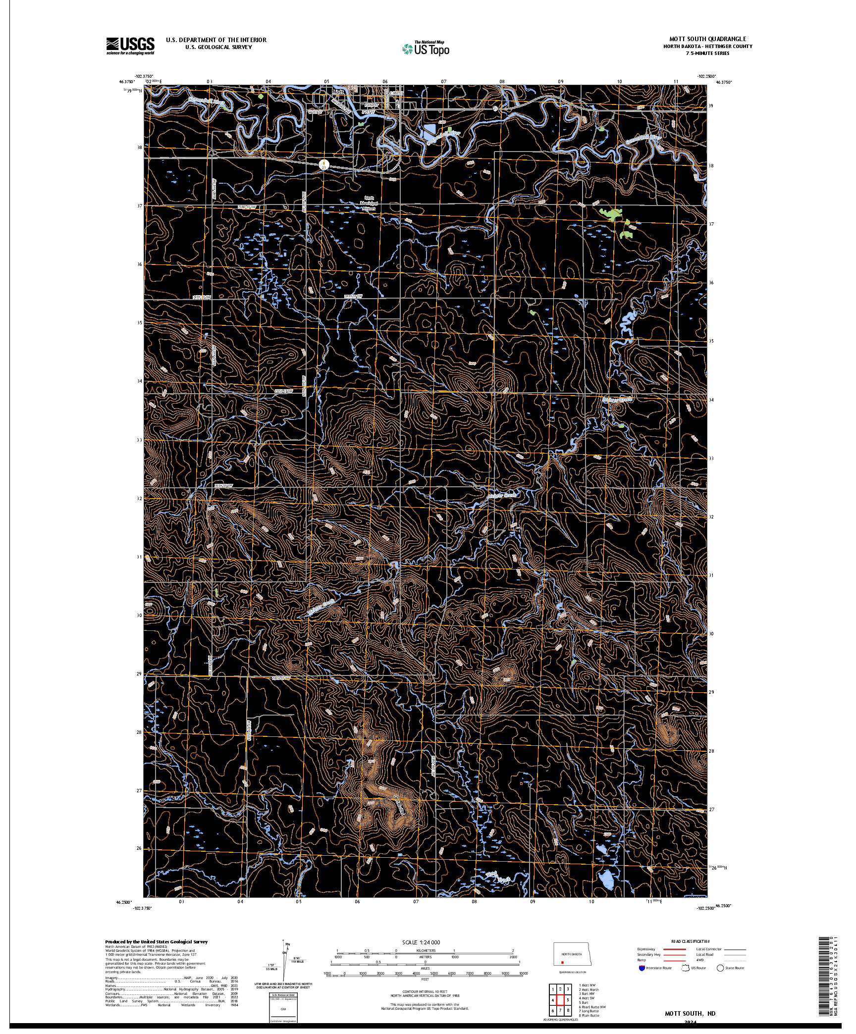 US TOPO 7.5-MINUTE MAP FOR MOTT SOUTH, ND