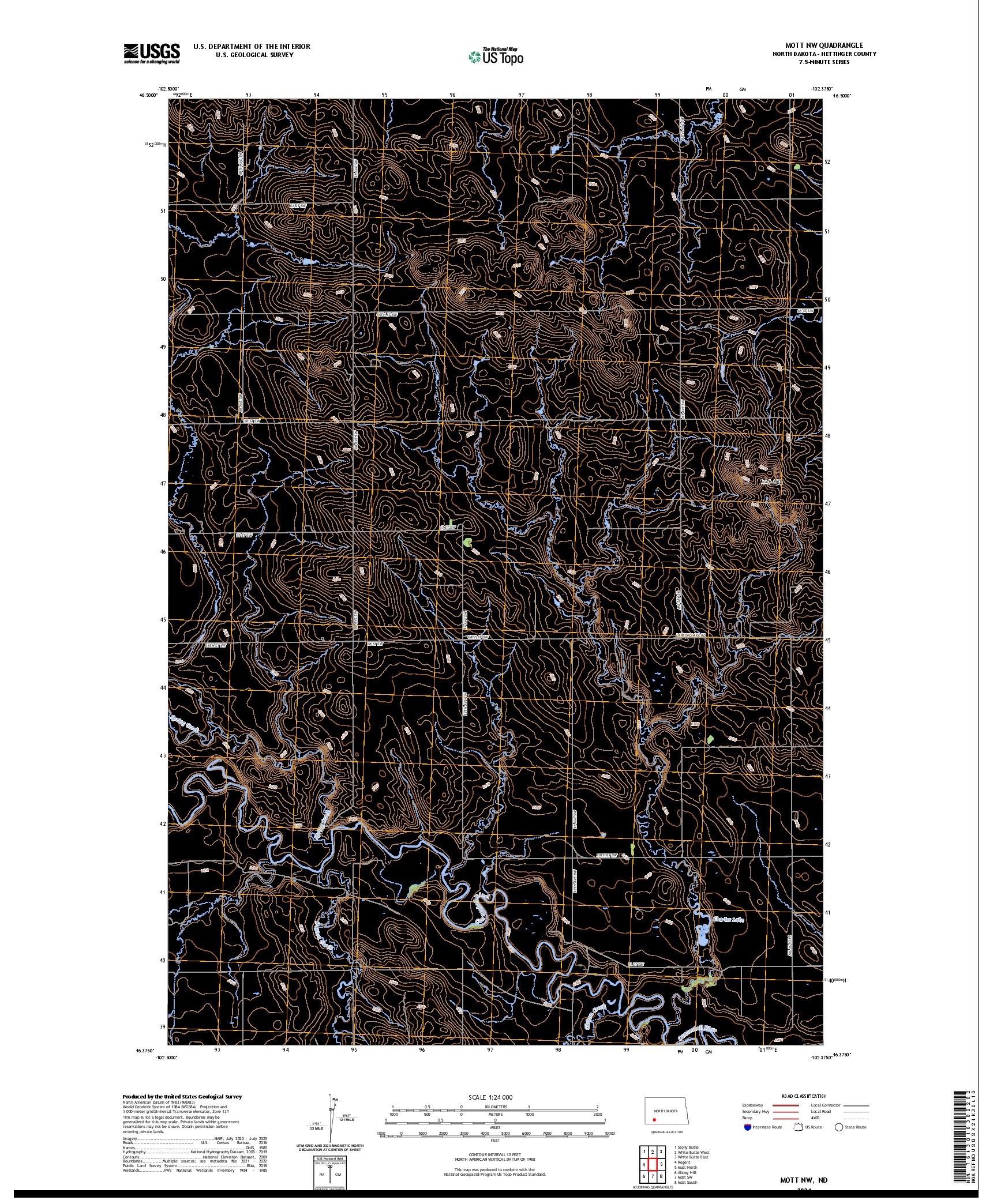 US TOPO 7.5-MINUTE MAP FOR MOTT NW, ND