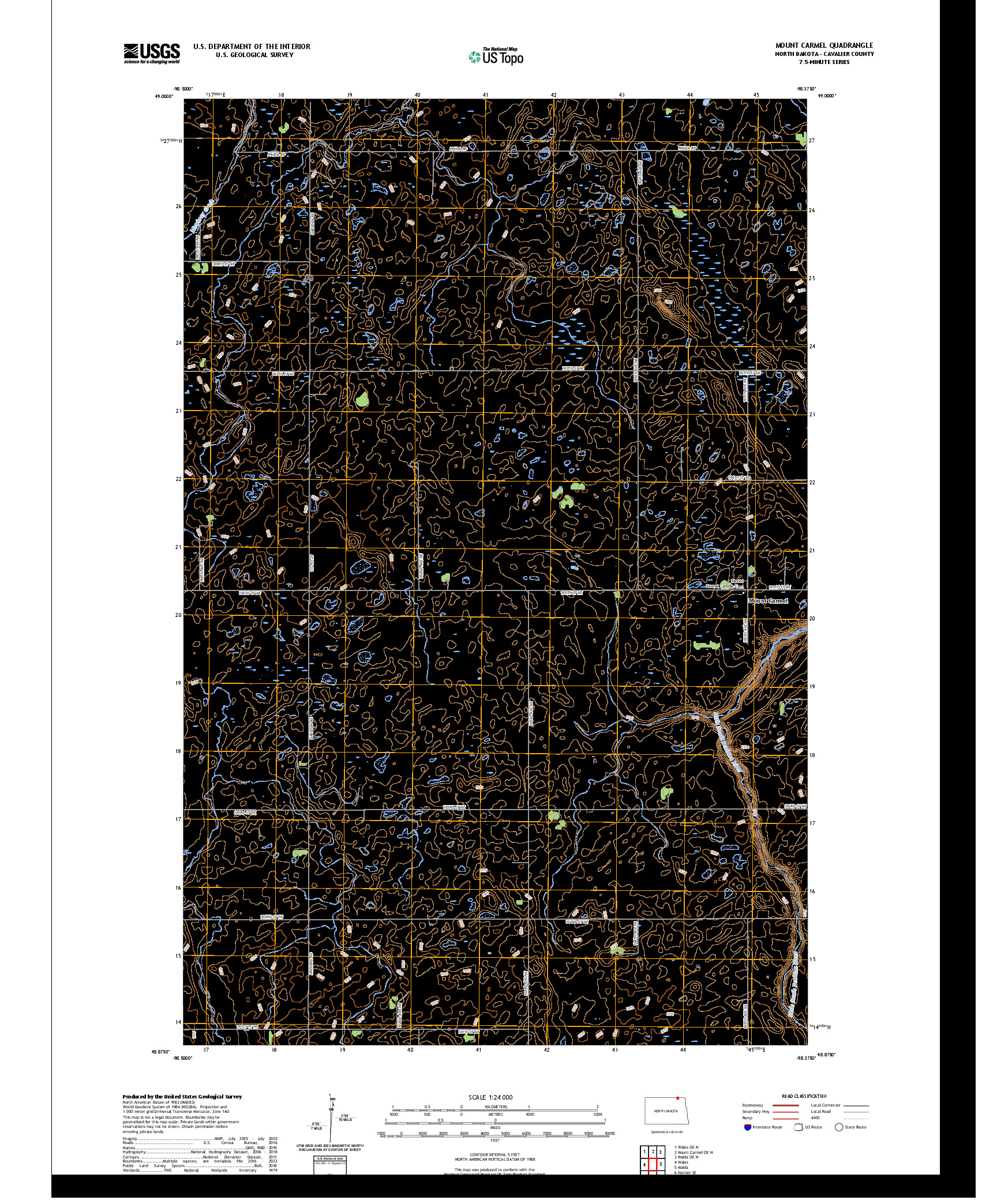 US TOPO 7.5-MINUTE MAP FOR MOUNT CARMEL, ND,MB