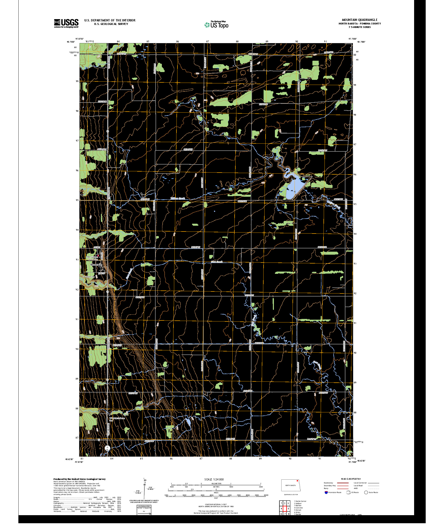 US TOPO 7.5-MINUTE MAP FOR MOUNTAIN, ND