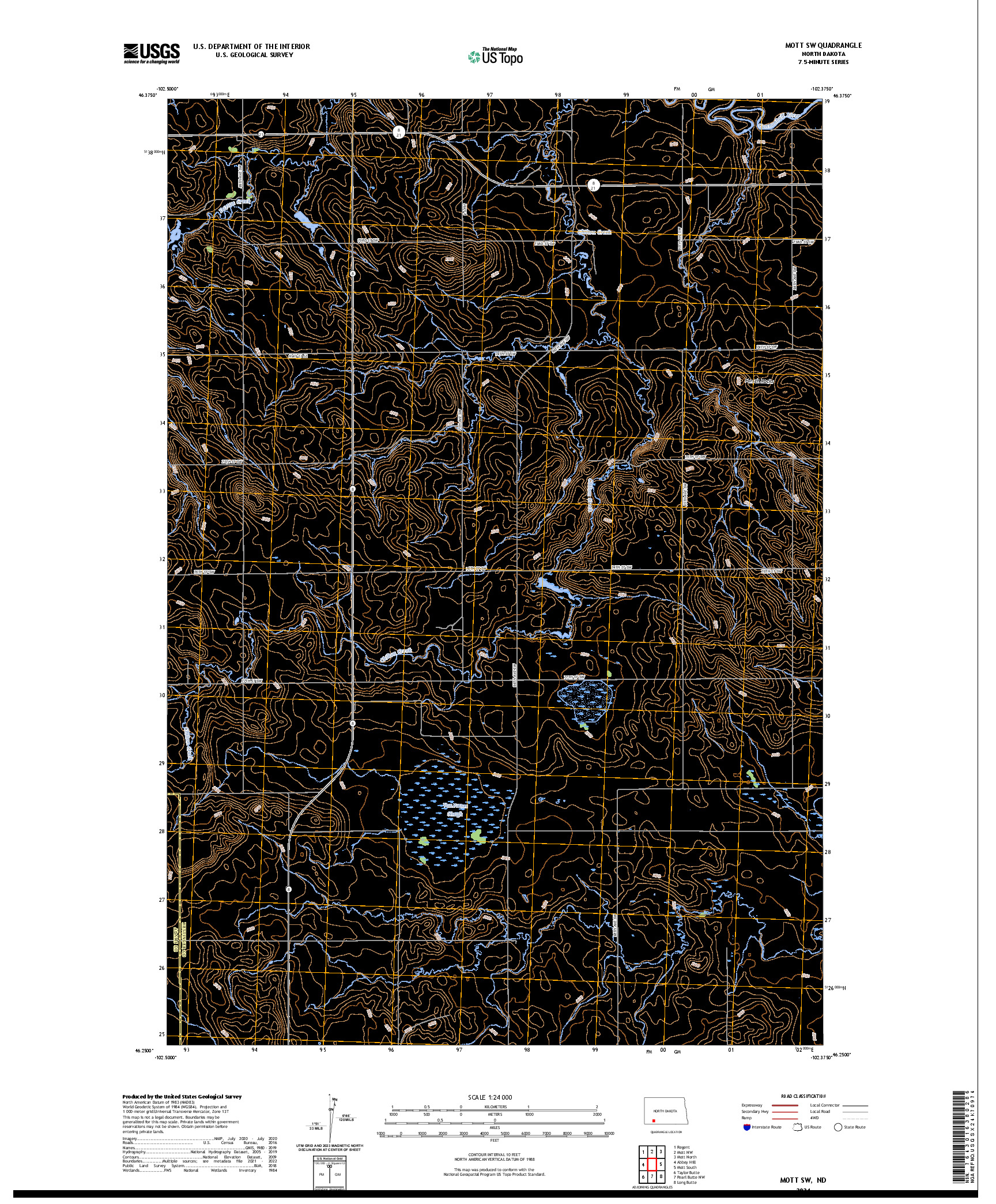 US TOPO 7.5-MINUTE MAP FOR MOTT SW, ND