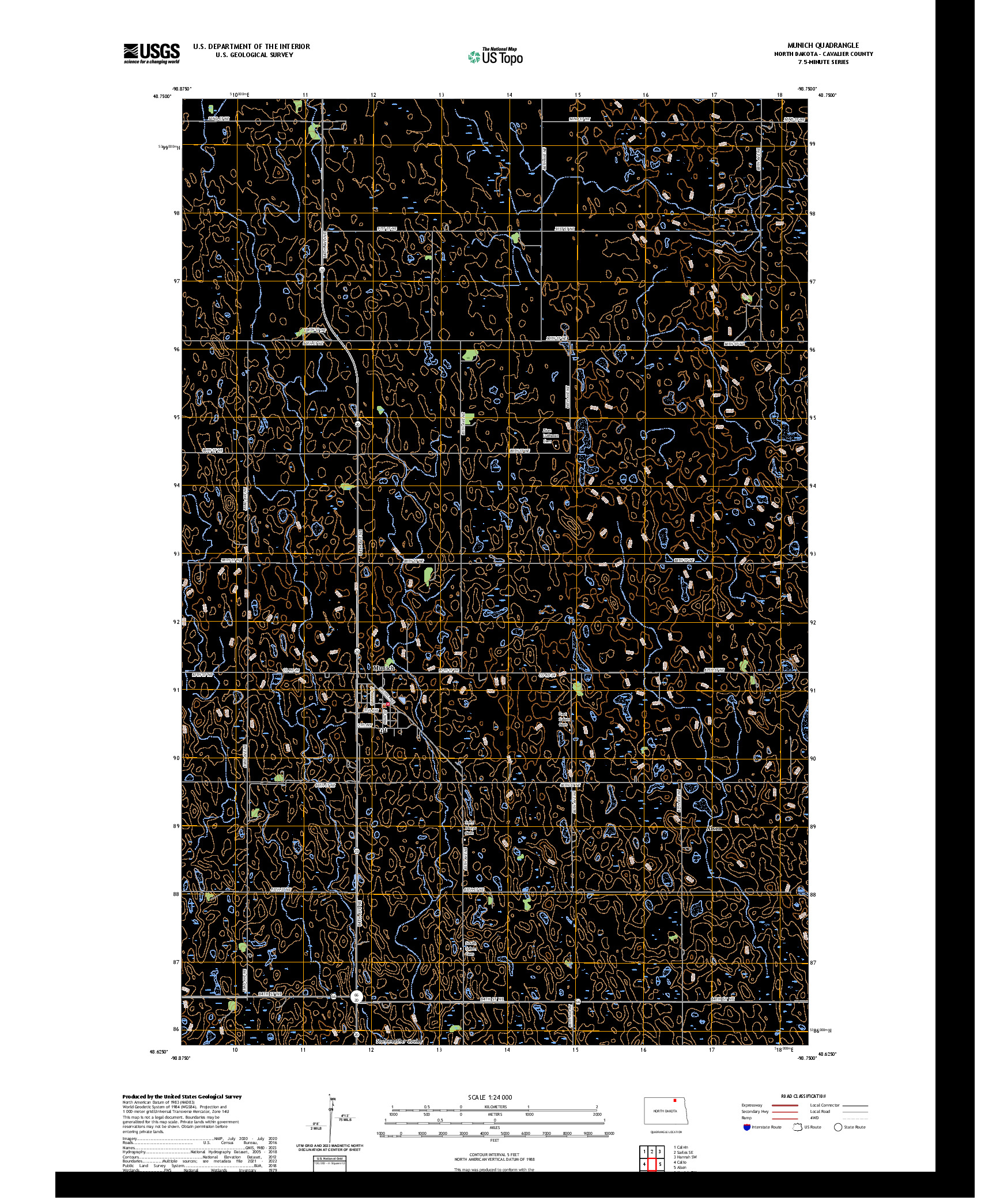 US TOPO 7.5-MINUTE MAP FOR MUNICH, ND