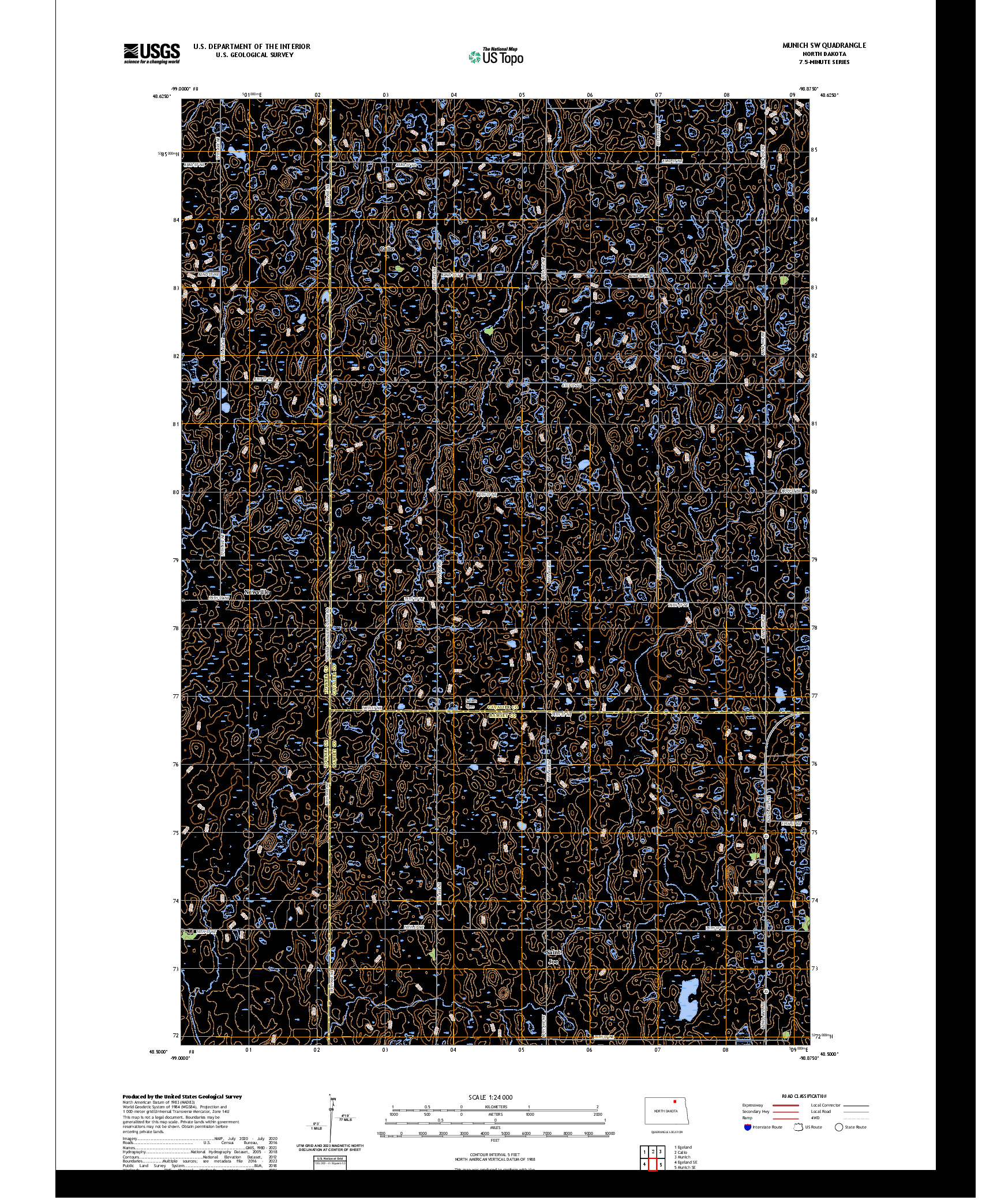 US TOPO 7.5-MINUTE MAP FOR MUNICH SW, ND