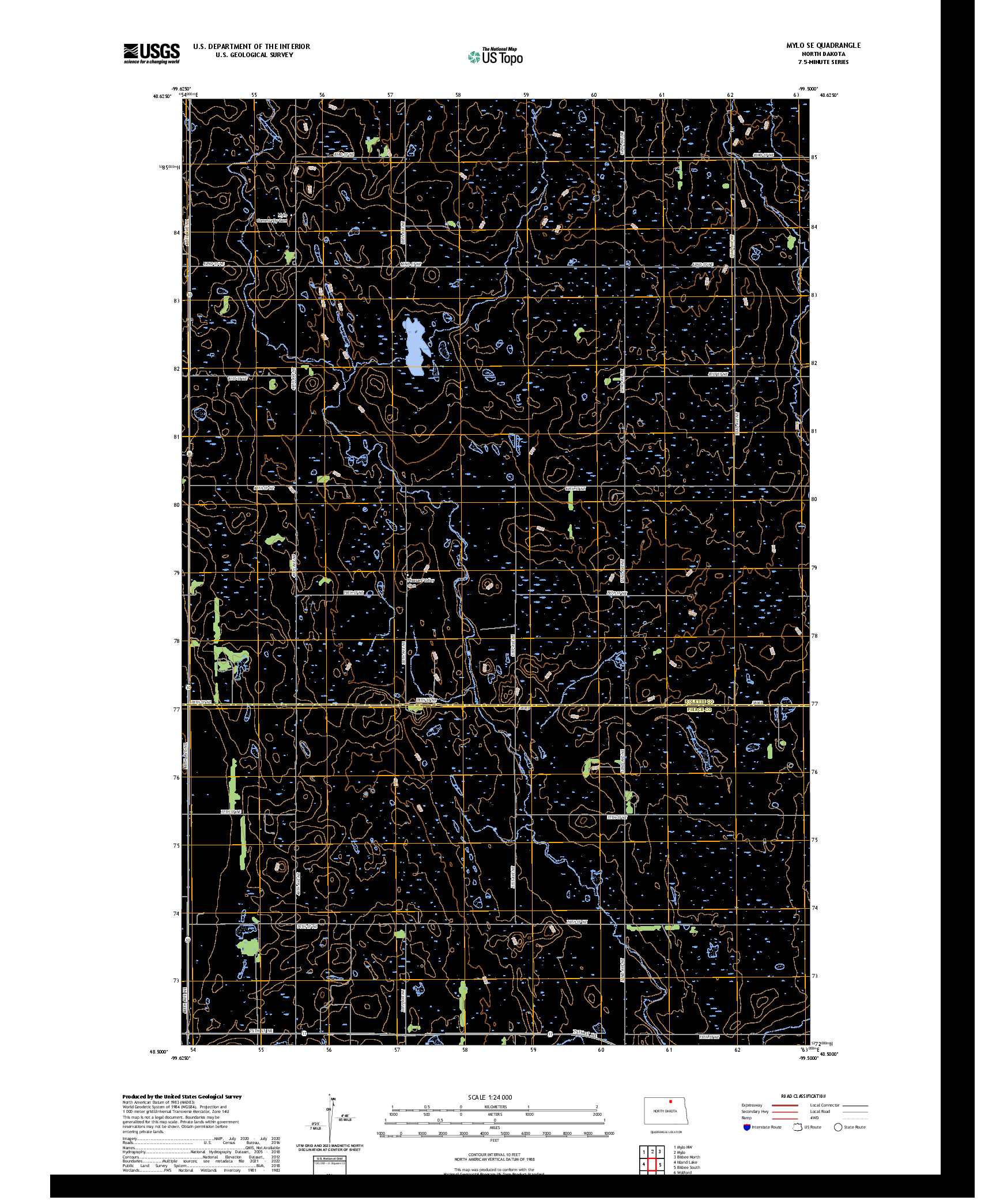 US TOPO 7.5-MINUTE MAP FOR MYLO SE, ND