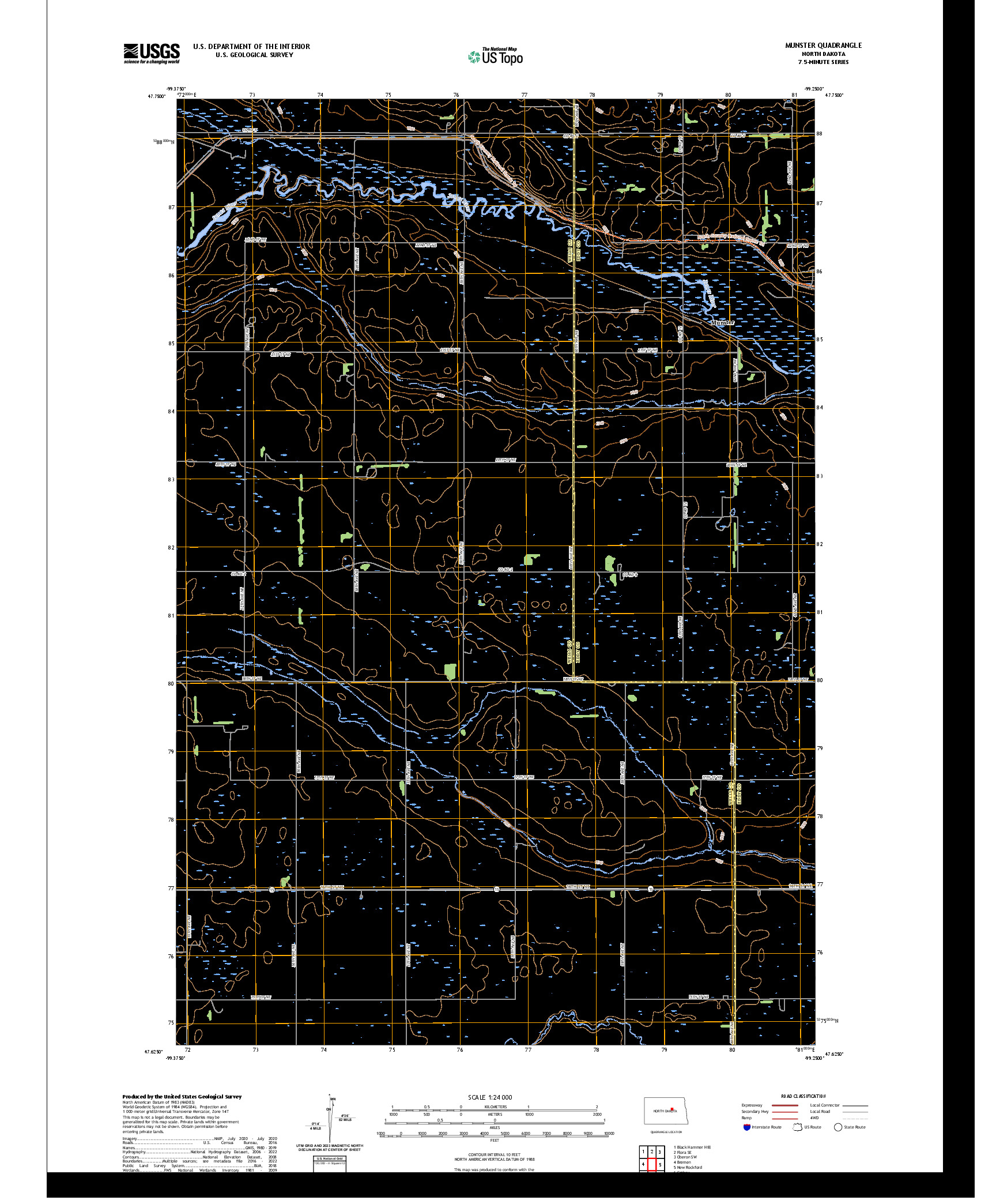 US TOPO 7.5-MINUTE MAP FOR MUNSTER, ND