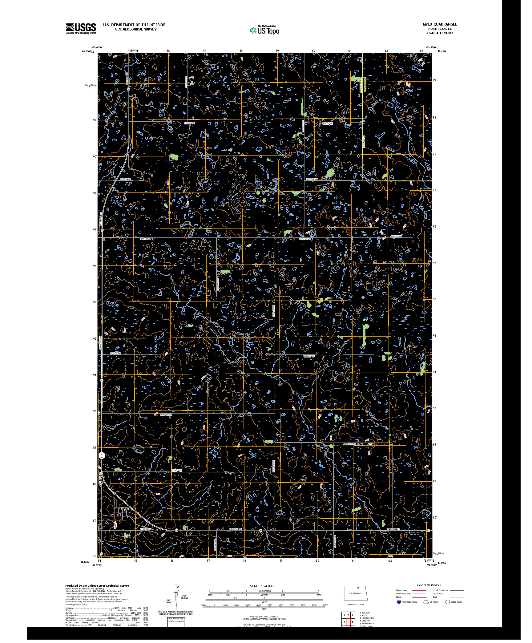 US TOPO 7.5-MINUTE MAP FOR MYLO, ND