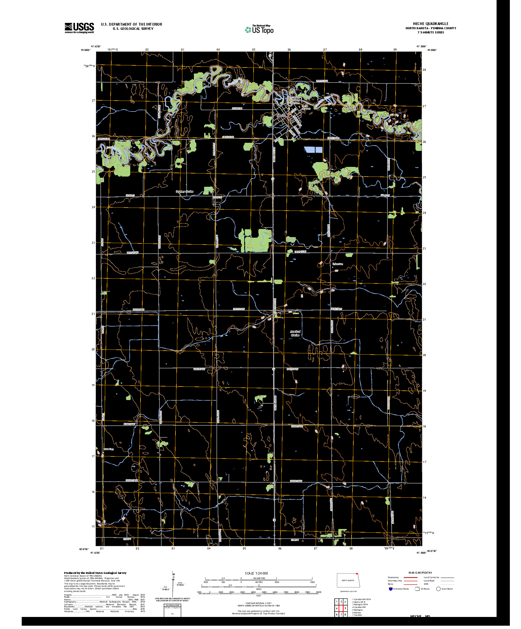 US TOPO 7.5-MINUTE MAP FOR NECHE, ND