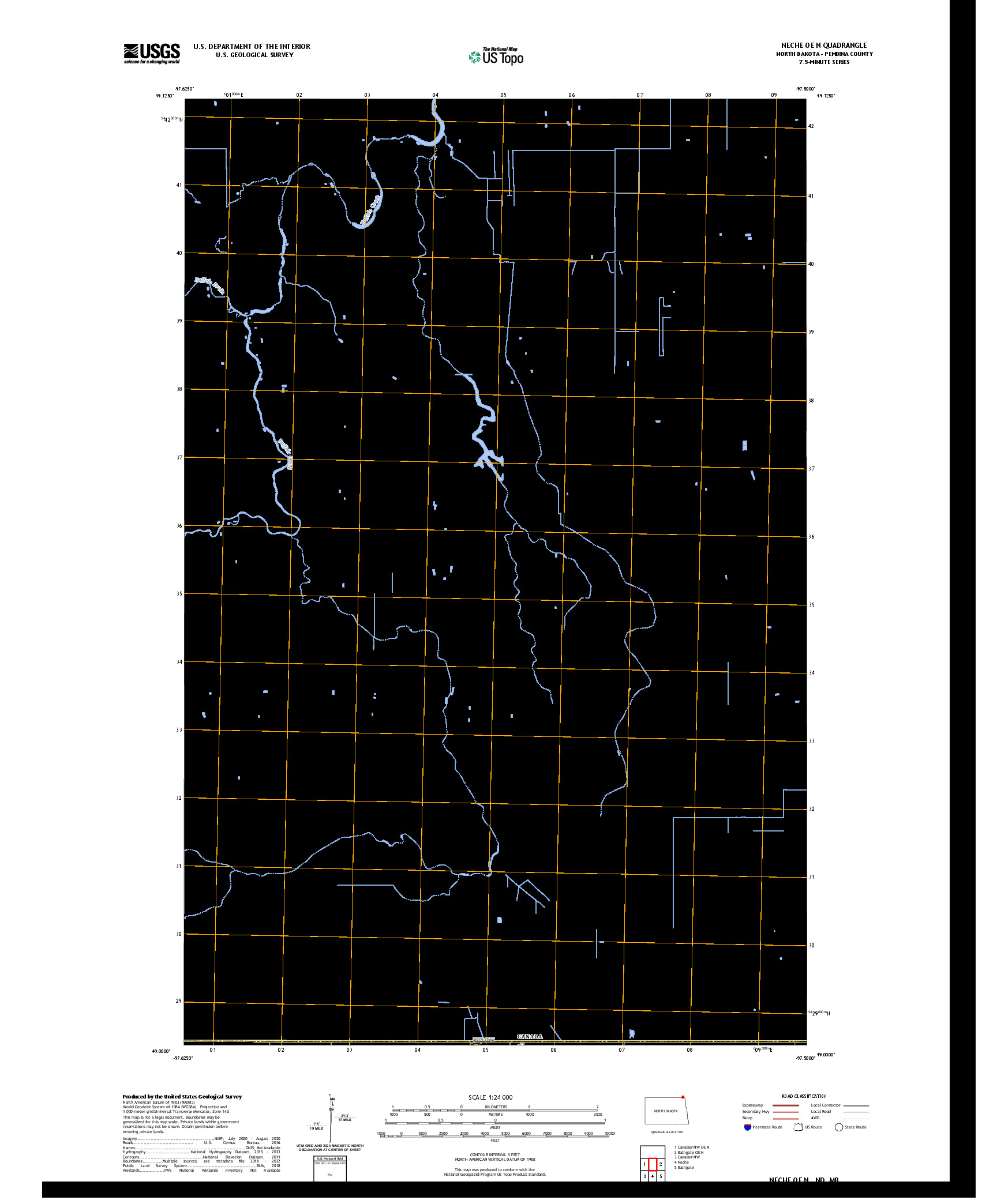 US TOPO 7.5-MINUTE MAP FOR NECHE OE N, ND,MB