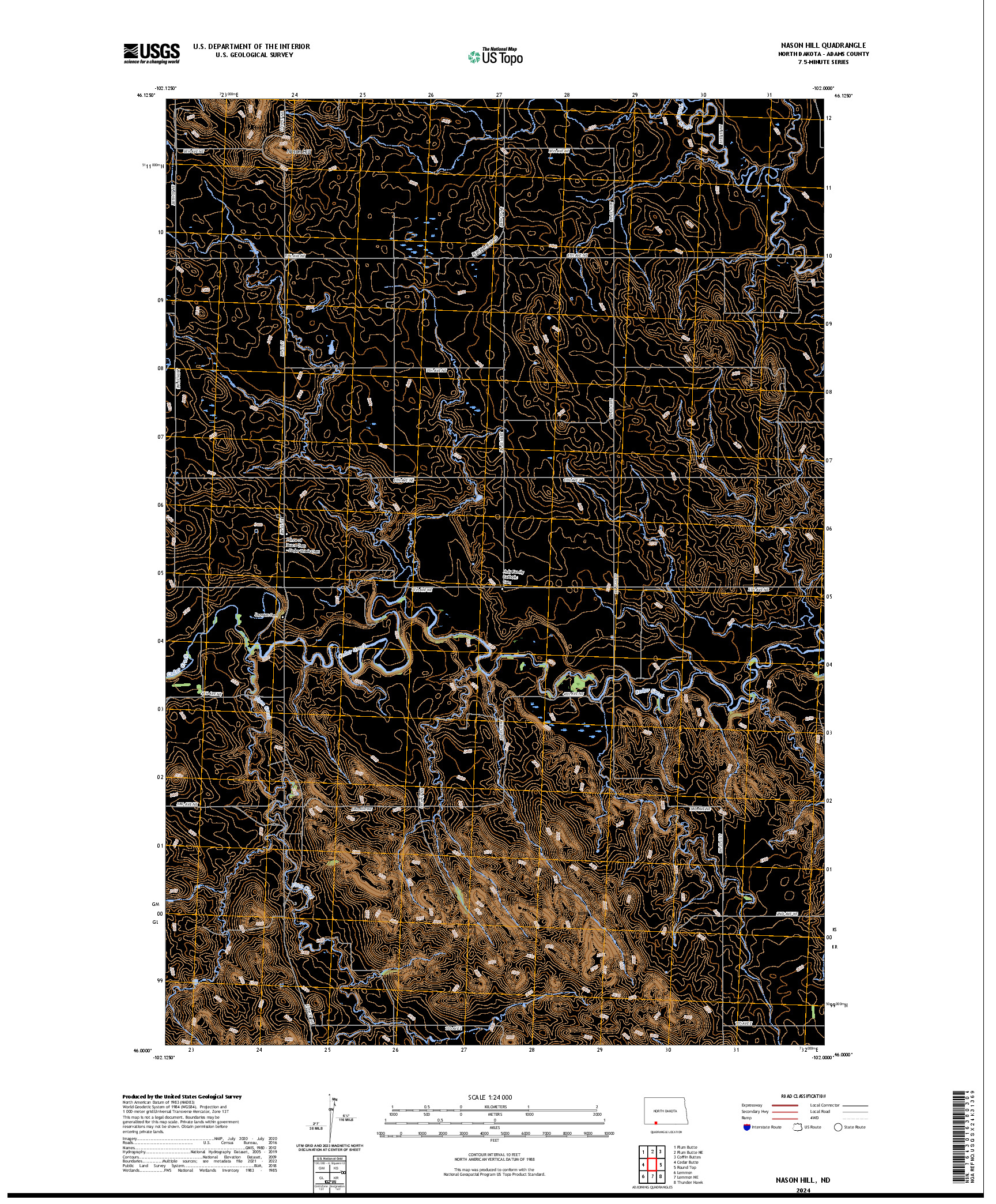 US TOPO 7.5-MINUTE MAP FOR NASON HILL, ND