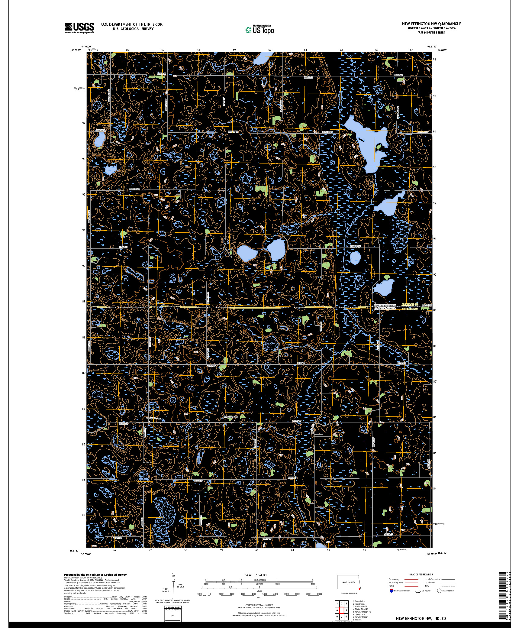 US TOPO 7.5-MINUTE MAP FOR NEW EFFINGTON NW, ND,SD