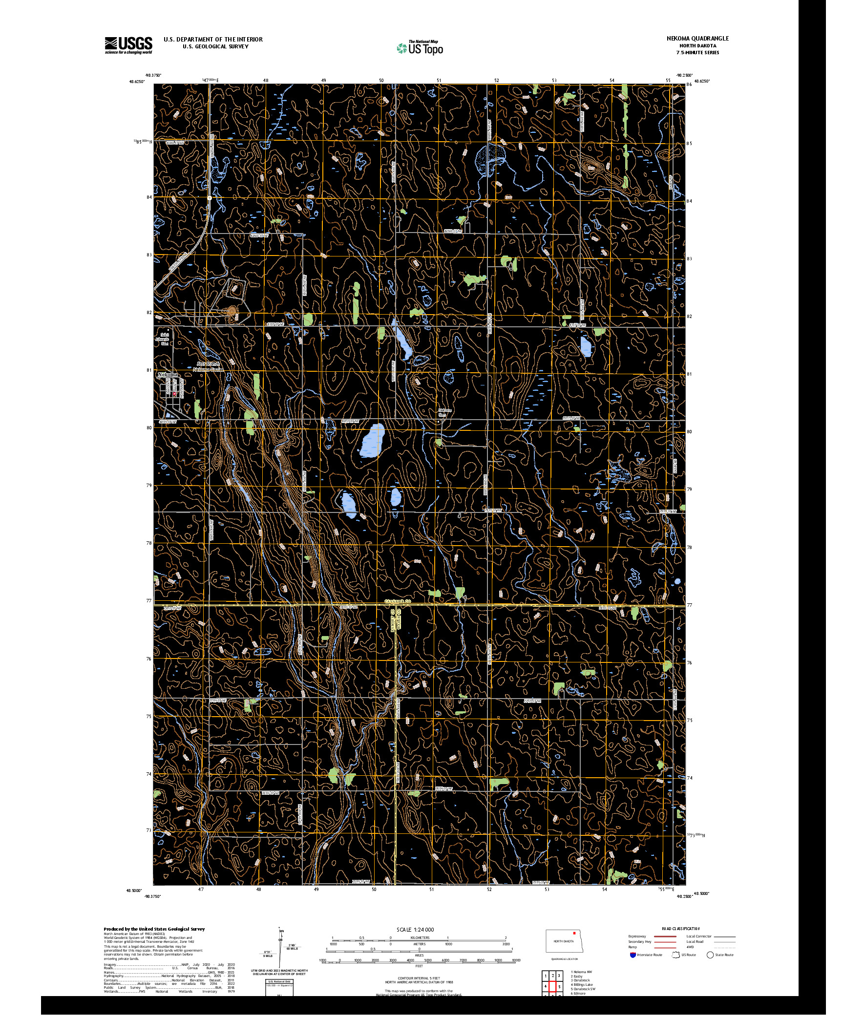 US TOPO 7.5-MINUTE MAP FOR NEKOMA, ND