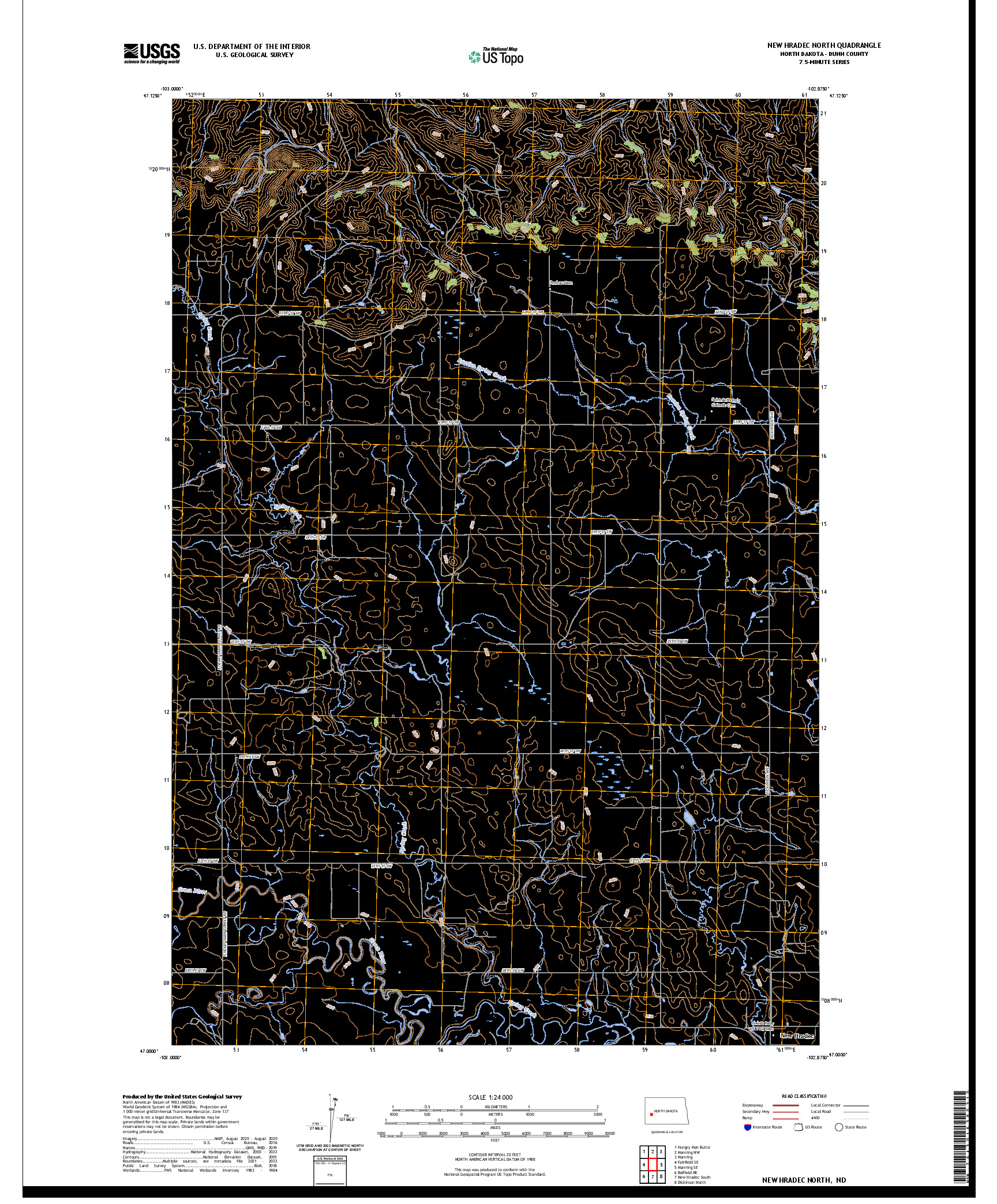 US TOPO 7.5-MINUTE MAP FOR NEW HRADEC NORTH, ND