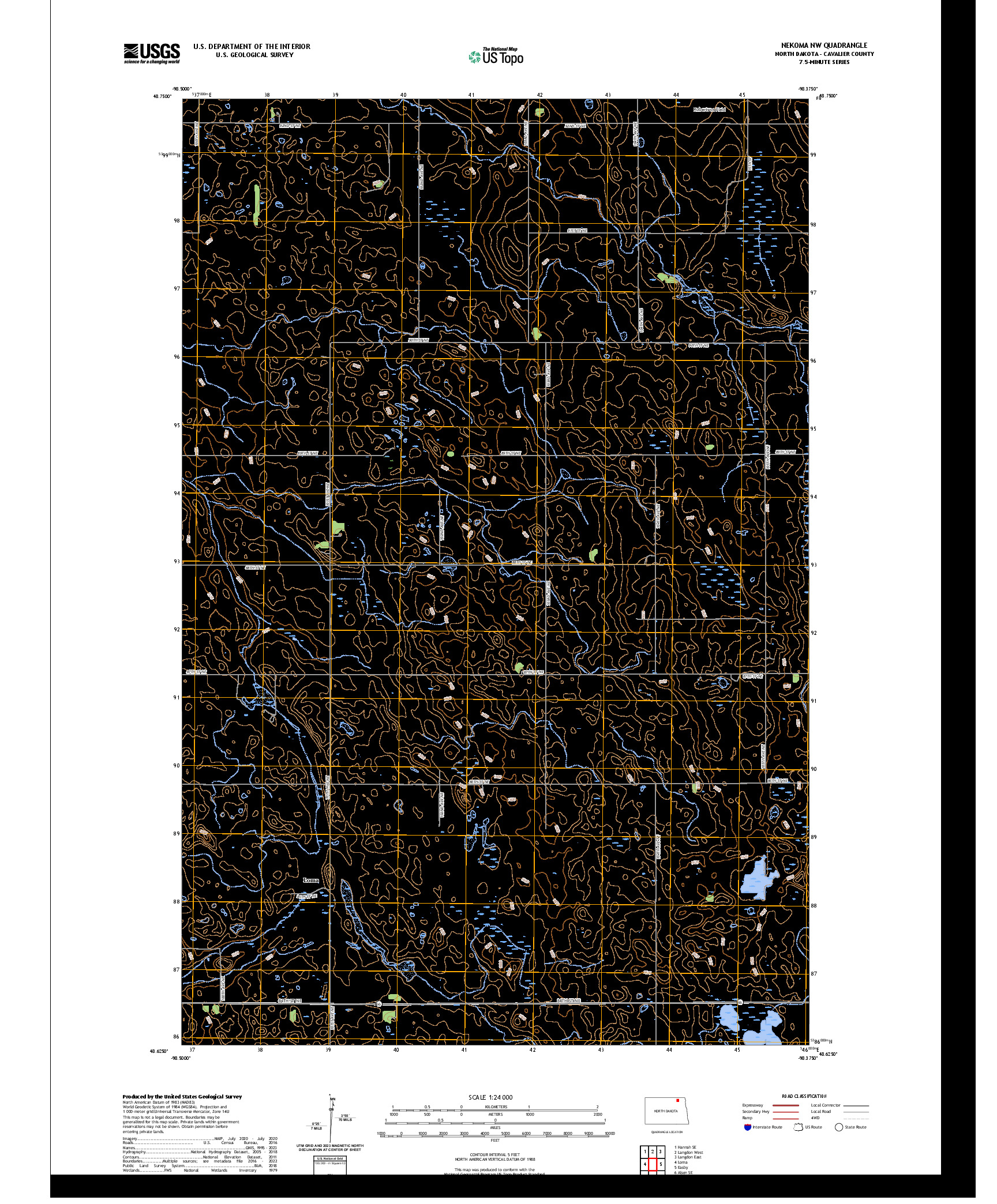 US TOPO 7.5-MINUTE MAP FOR NEKOMA NW, ND