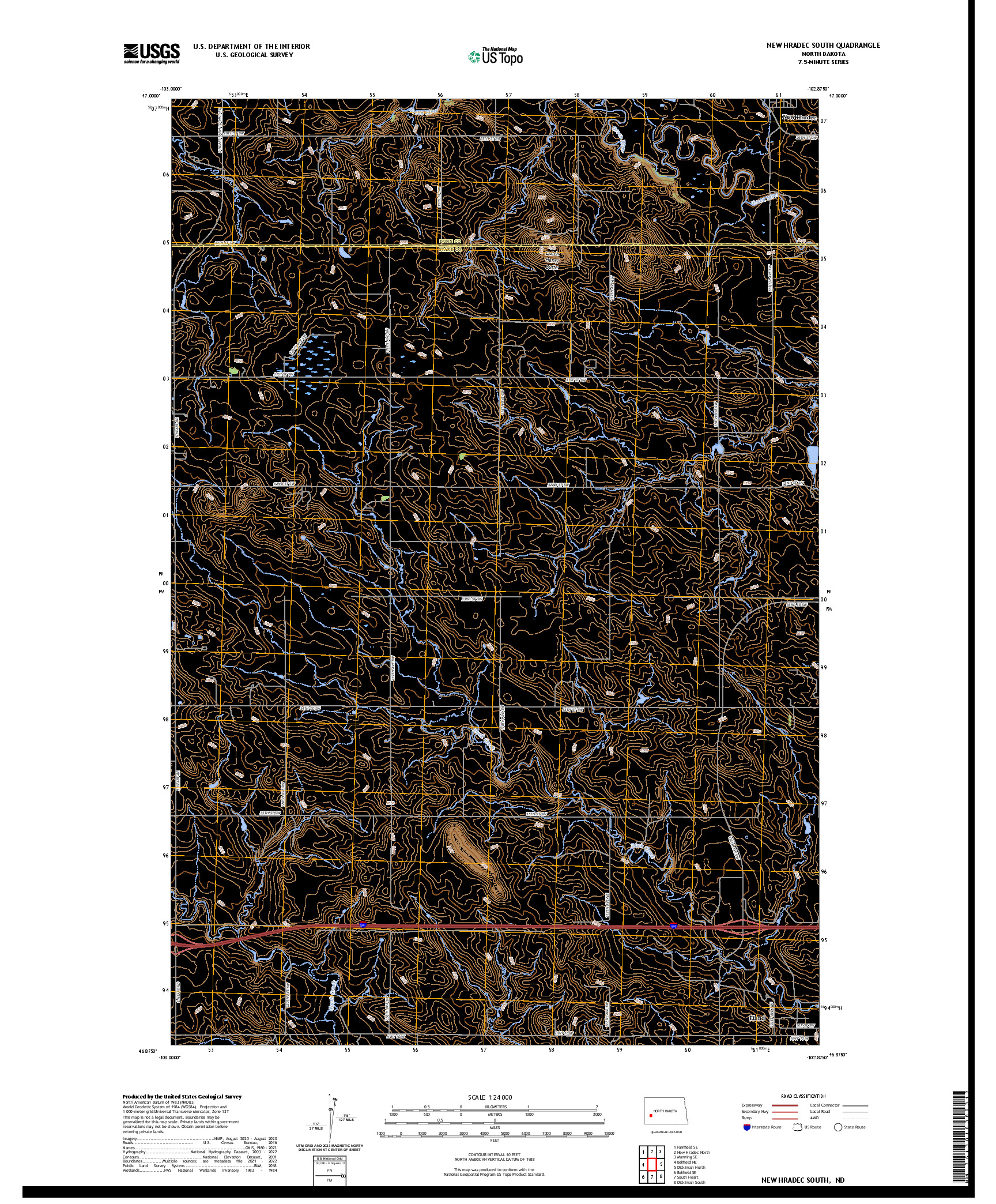 US TOPO 7.5-MINUTE MAP FOR NEW HRADEC SOUTH, ND