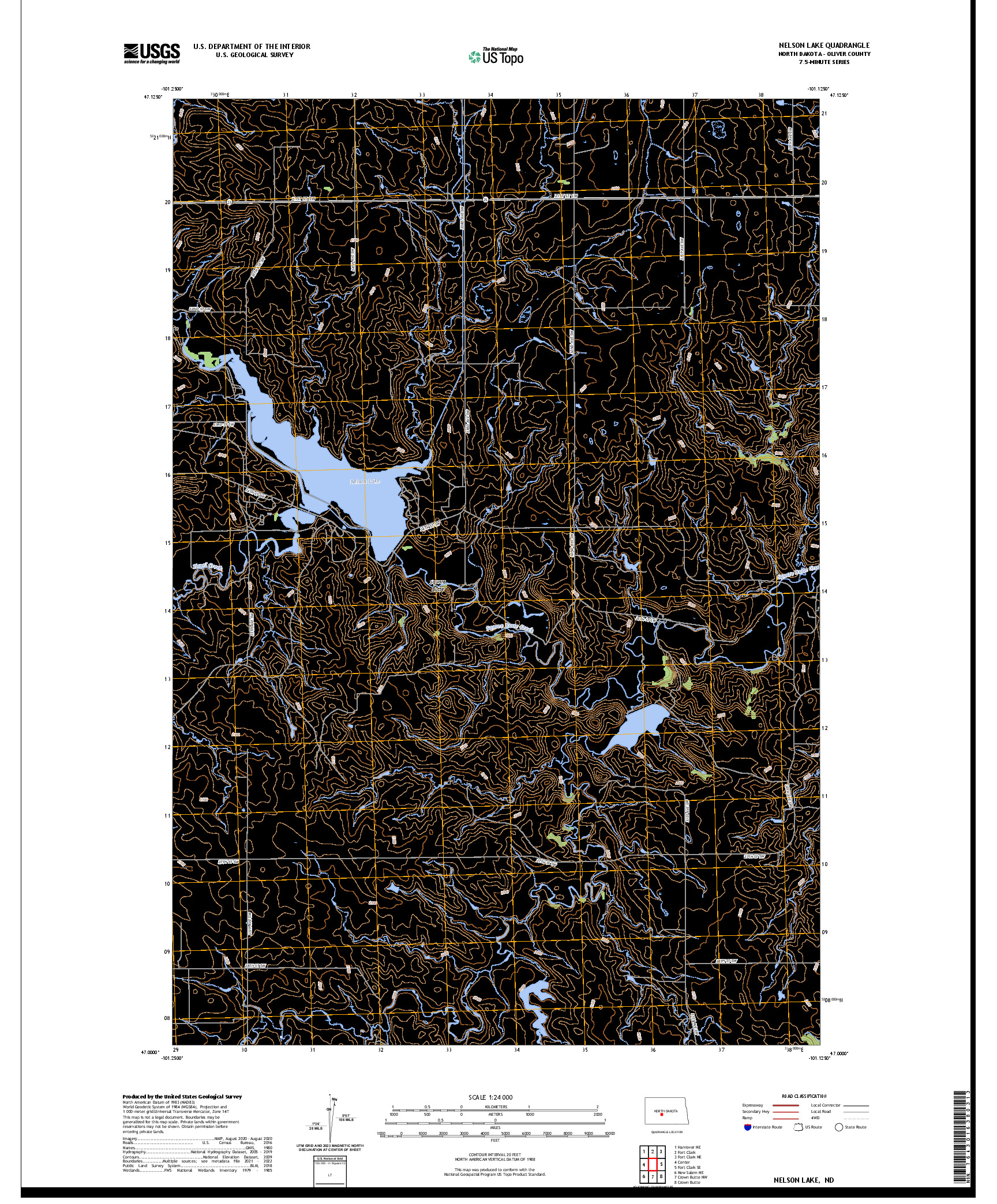 US TOPO 7.5-MINUTE MAP FOR NELSON LAKE, ND