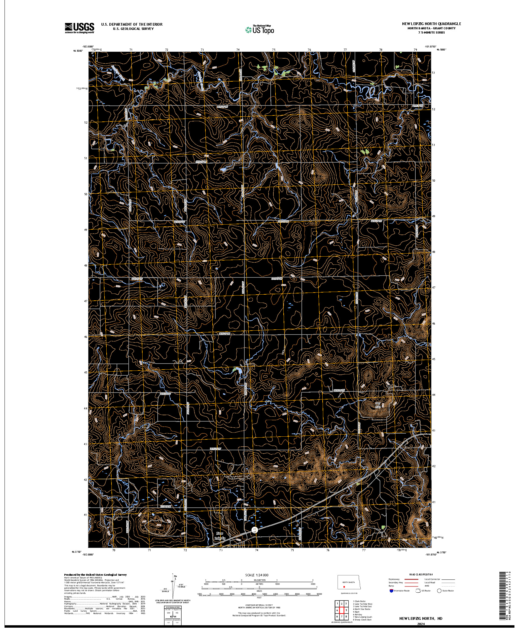 US TOPO 7.5-MINUTE MAP FOR NEW LEIPZIG NORTH, ND