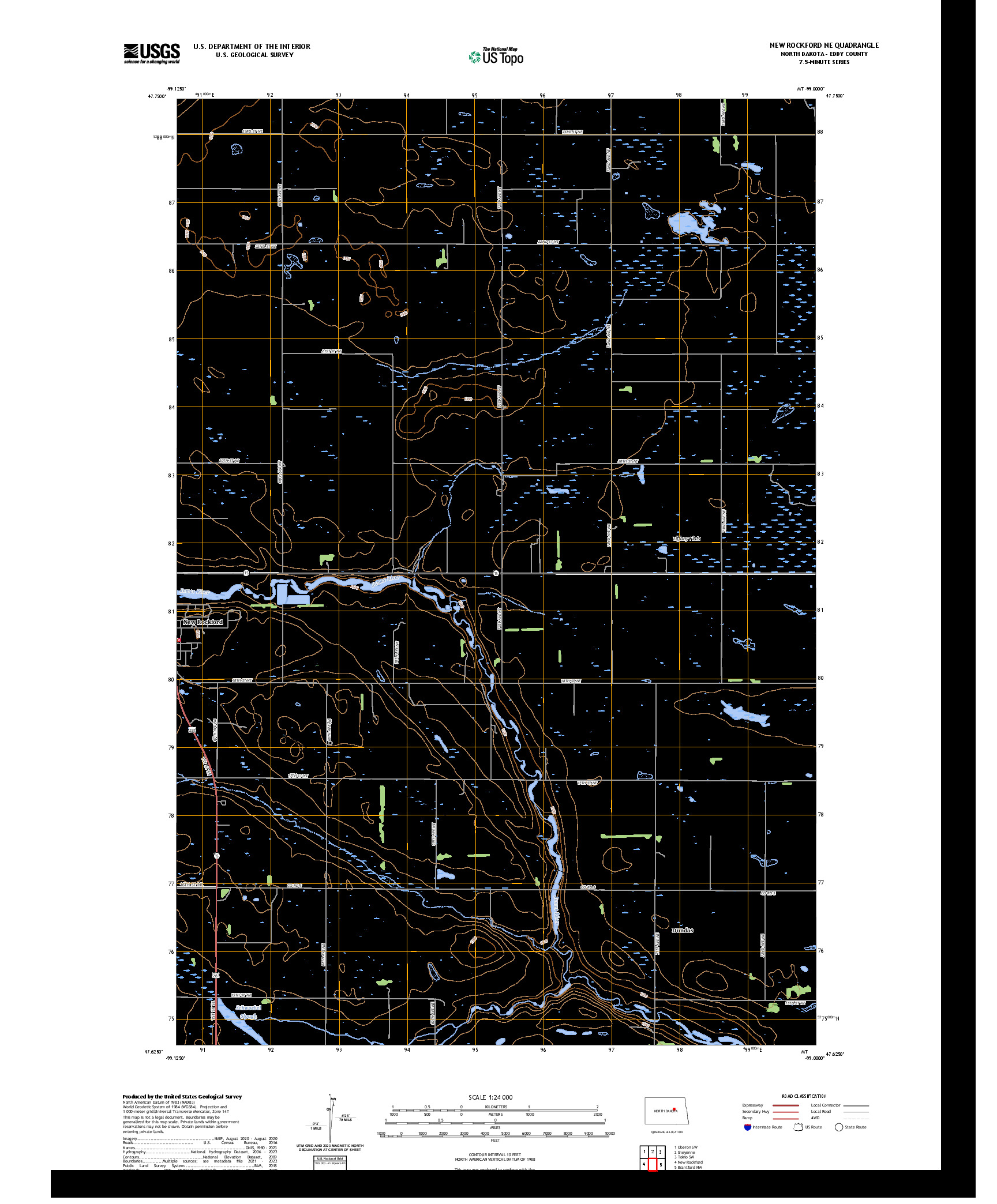 US TOPO 7.5-MINUTE MAP FOR NEW ROCKFORD NE, ND