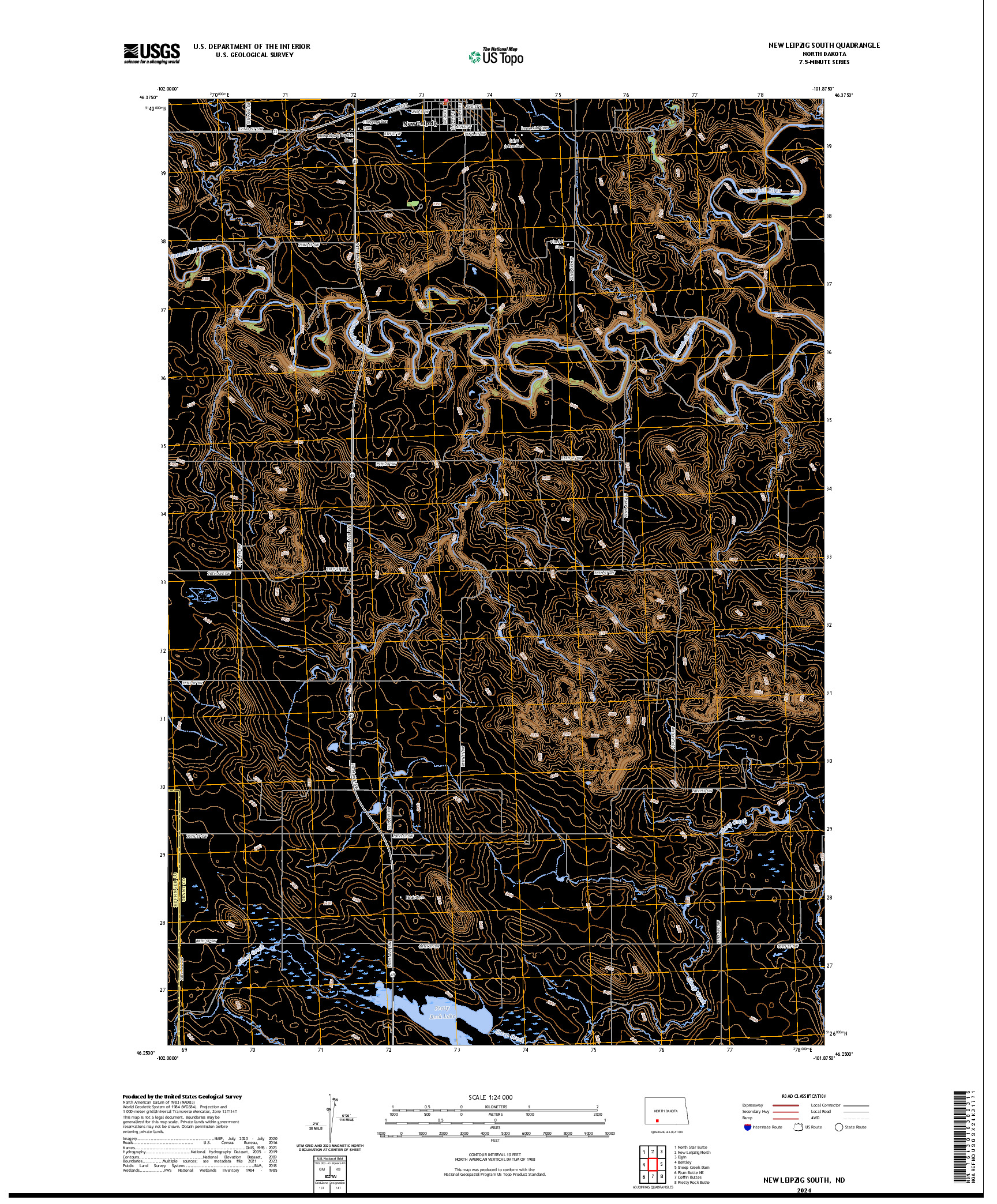 US TOPO 7.5-MINUTE MAP FOR NEW LEIPZIG SOUTH, ND