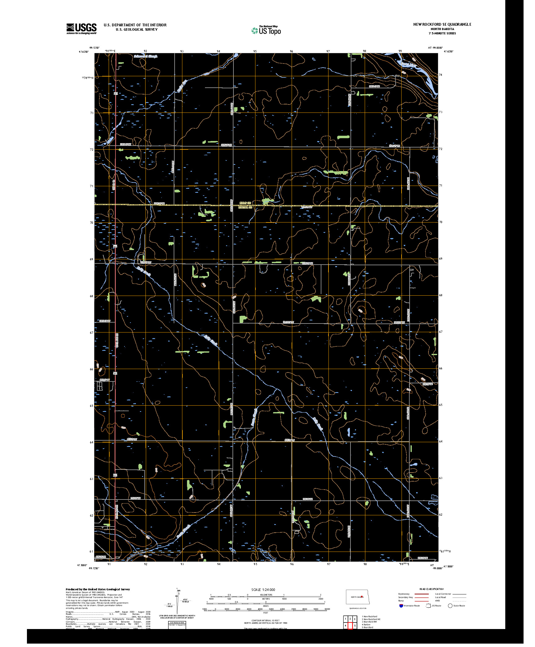 US TOPO 7.5-MINUTE MAP FOR NEW ROCKFORD SE, ND