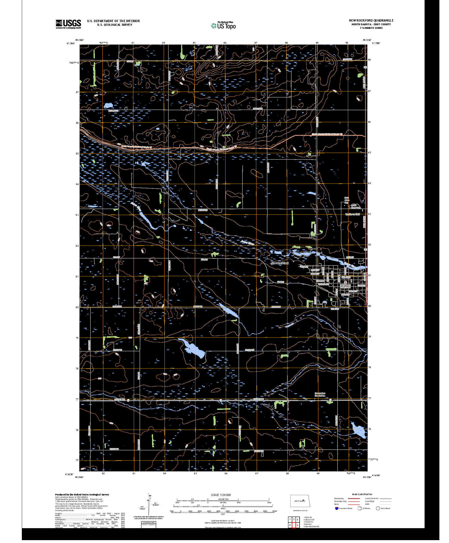 US TOPO 7.5-MINUTE MAP FOR NEW ROCKFORD, ND