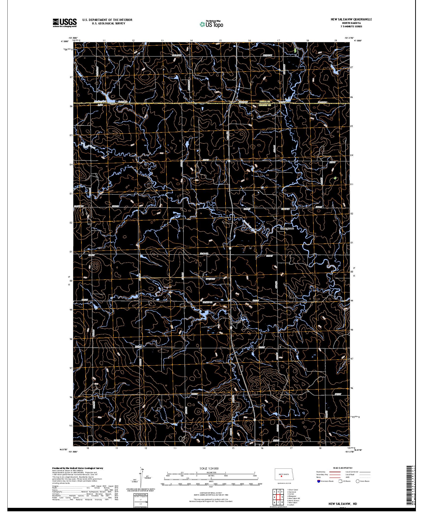 US TOPO 7.5-MINUTE MAP FOR NEW SALEM NW, ND