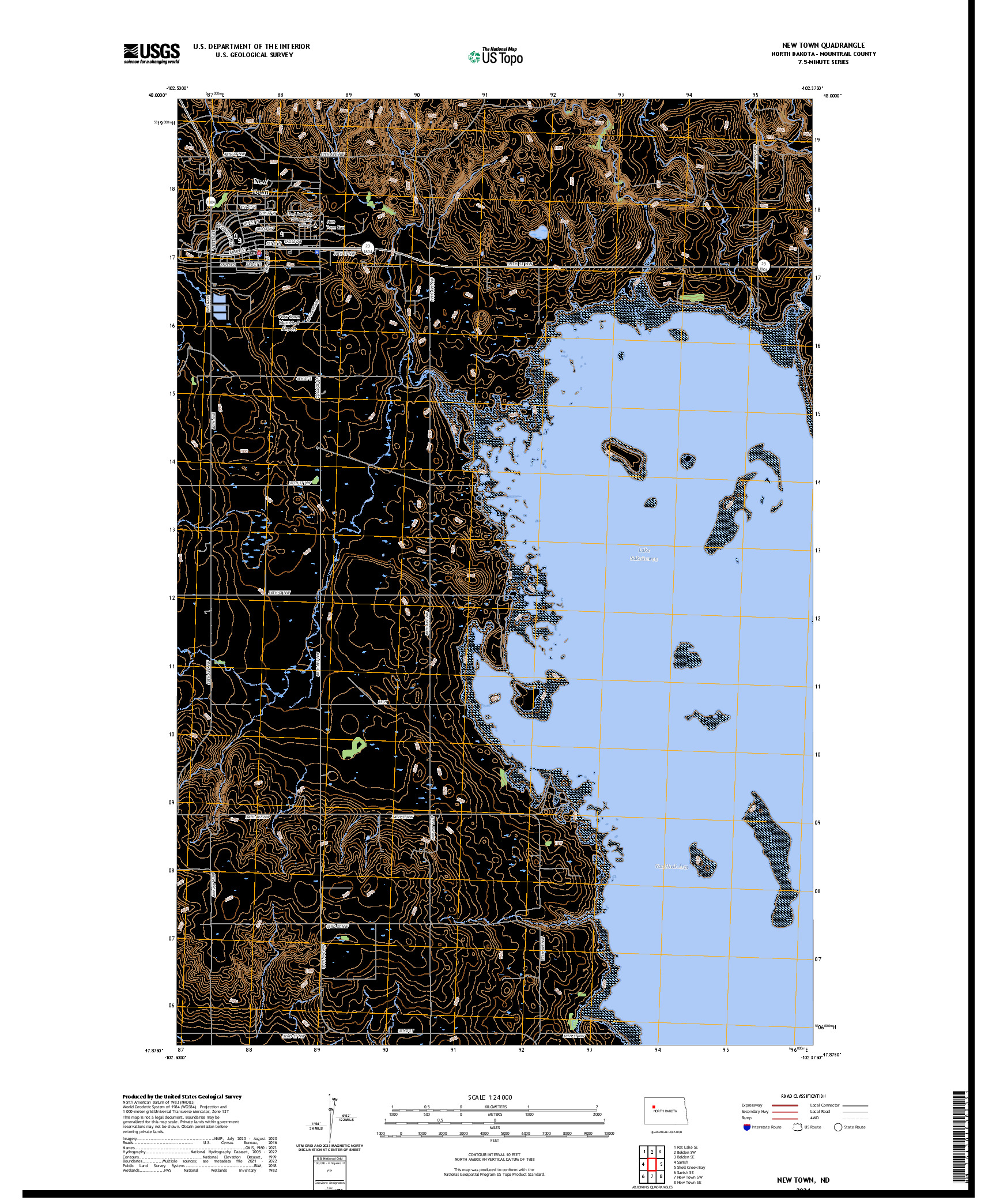 US TOPO 7.5-MINUTE MAP FOR NEW TOWN, ND