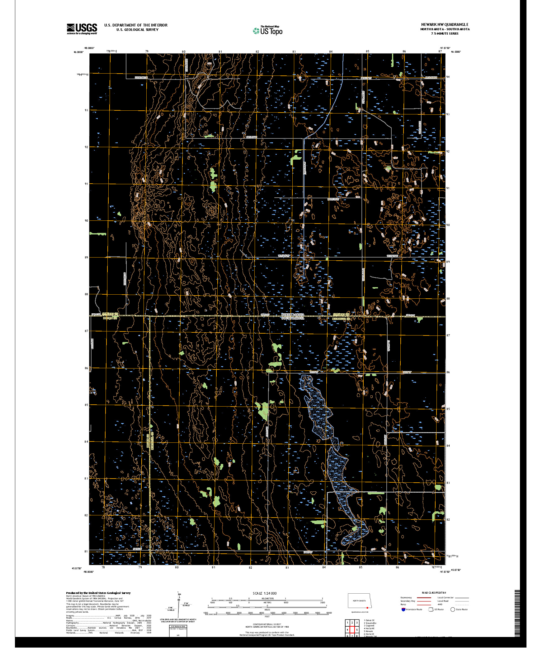 US TOPO 7.5-MINUTE MAP FOR NEWARK NW, ND,SD