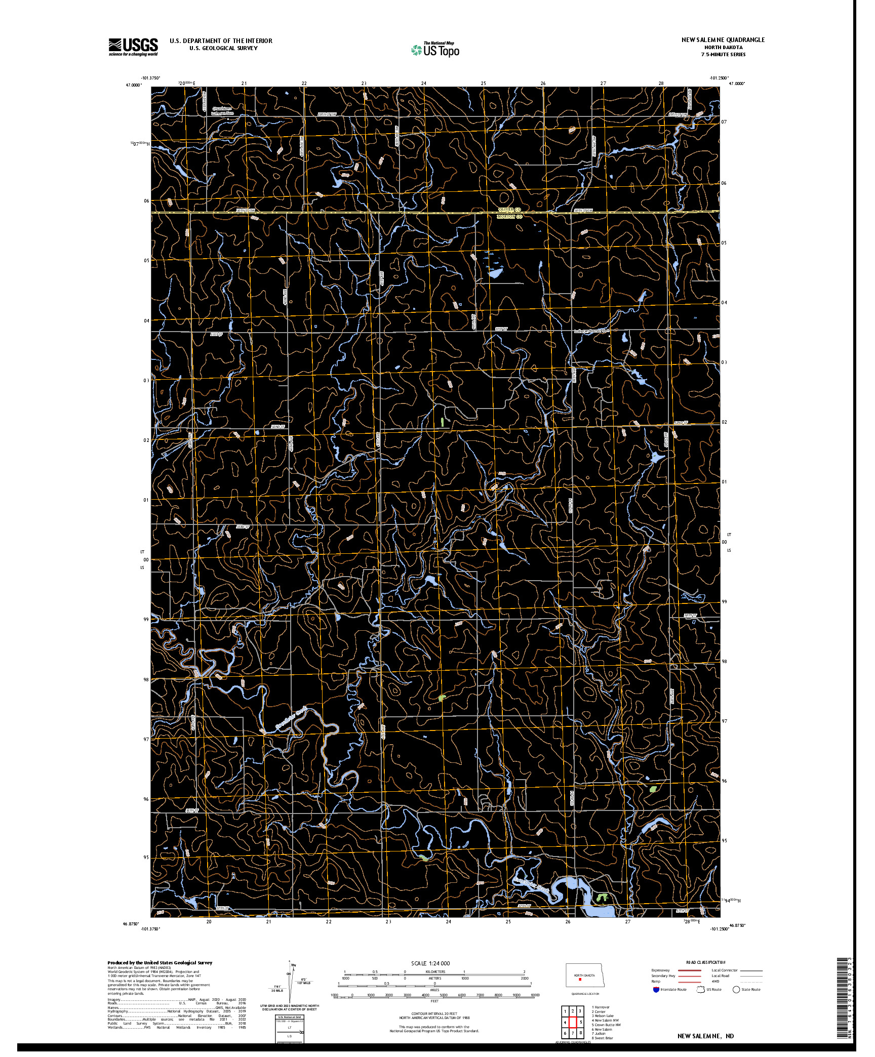 US TOPO 7.5-MINUTE MAP FOR NEW SALEM NE, ND