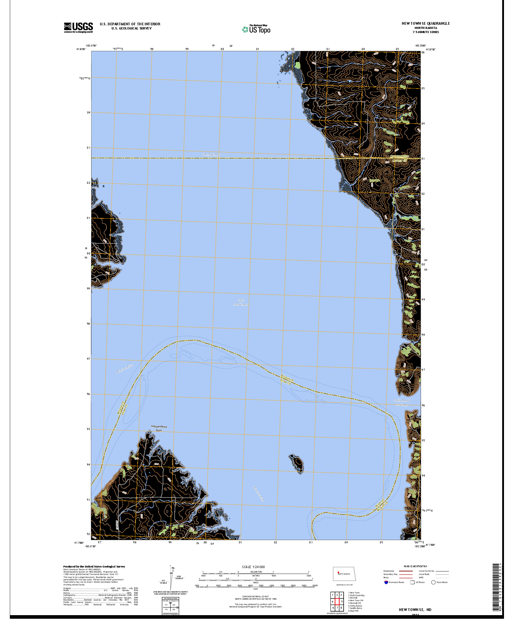 US TOPO 7.5-MINUTE MAP FOR NEW TOWN SE, ND