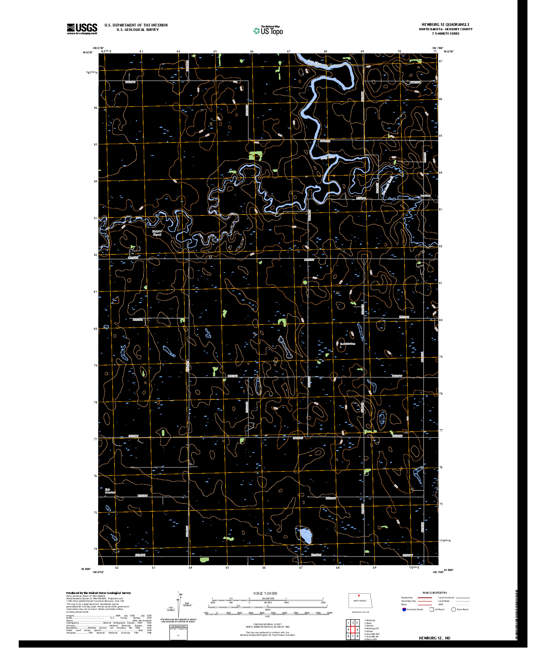 US TOPO 7.5-MINUTE MAP FOR NEWBURG SE, ND