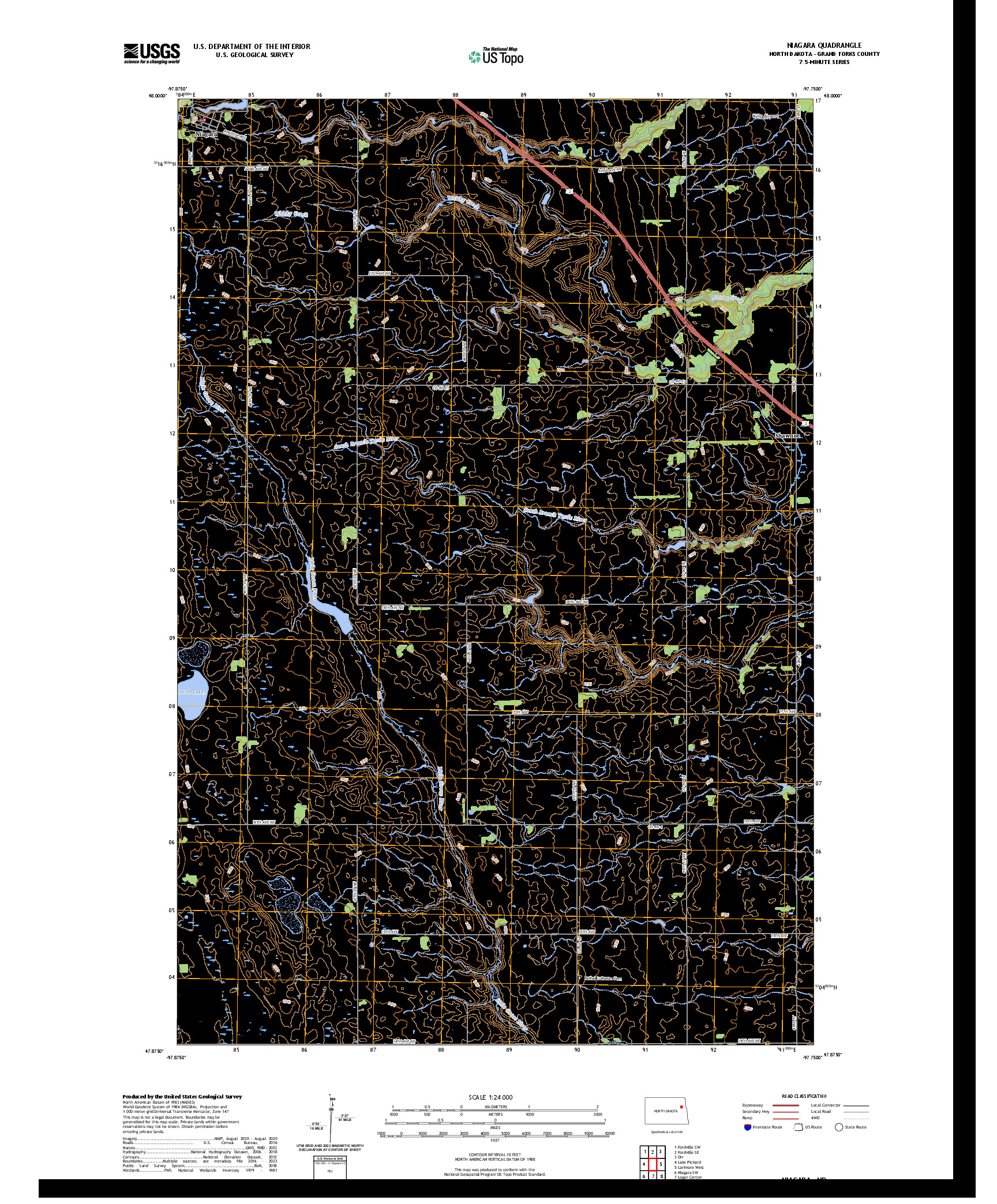 US TOPO 7.5-MINUTE MAP FOR NIAGARA, ND