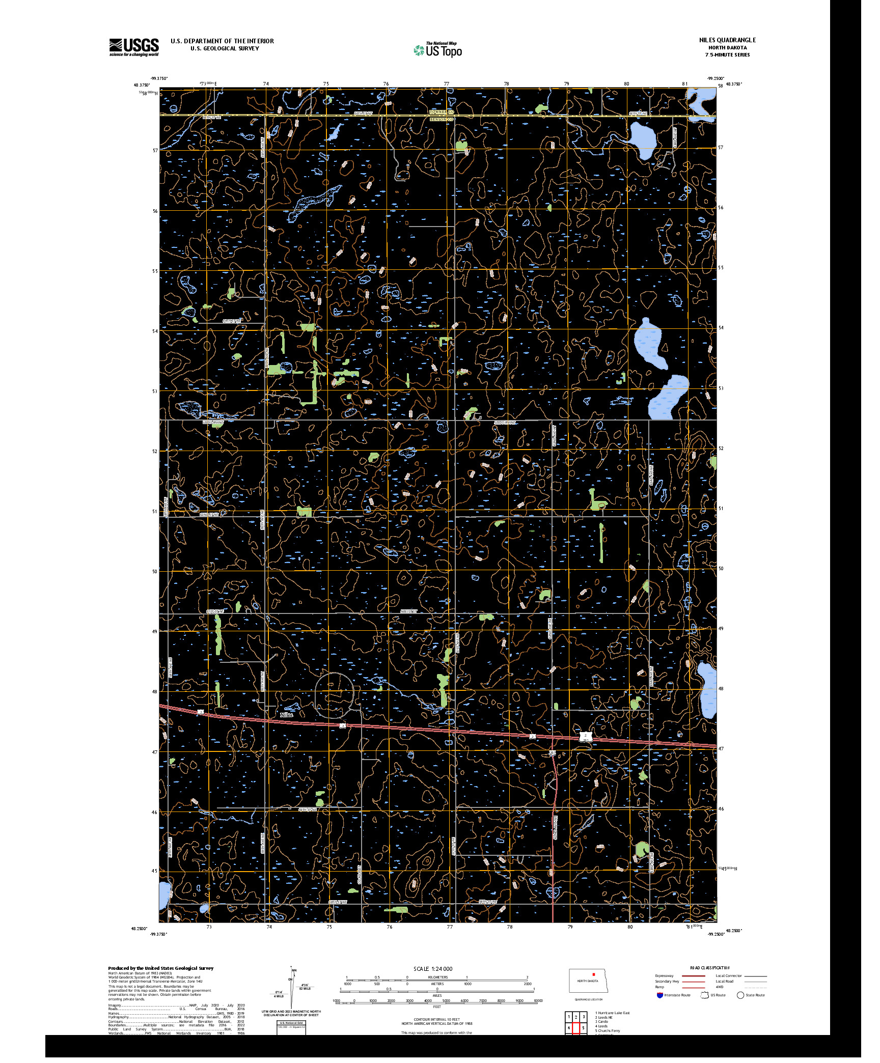 US TOPO 7.5-MINUTE MAP FOR NILES, ND