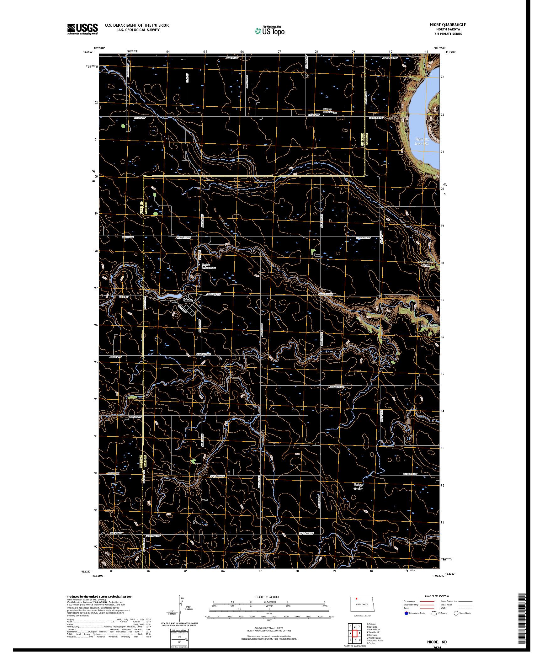 US TOPO 7.5-MINUTE MAP FOR NIOBE, ND