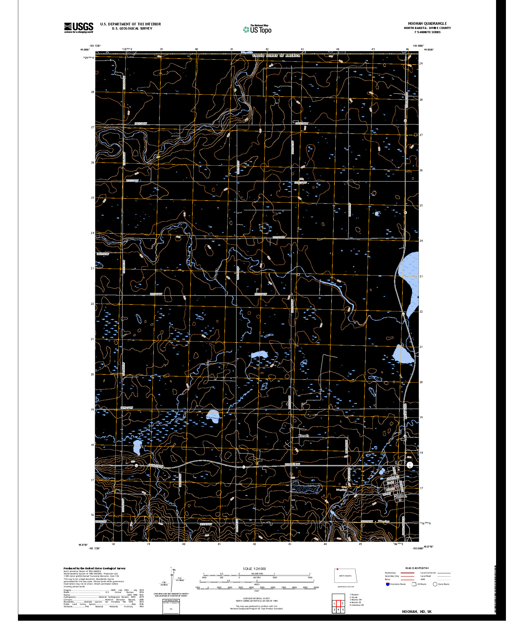 US TOPO 7.5-MINUTE MAP FOR NOONAN, ND,SK