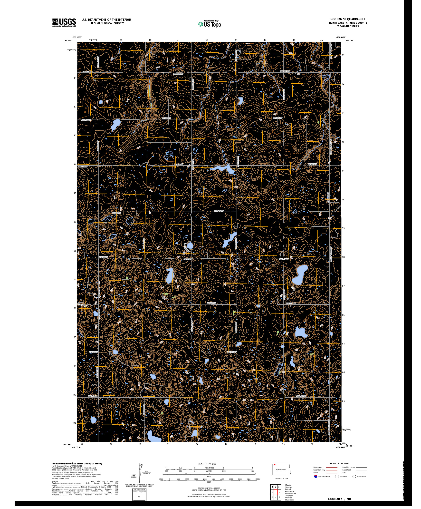 US TOPO 7.5-MINUTE MAP FOR NOONAN SE, ND