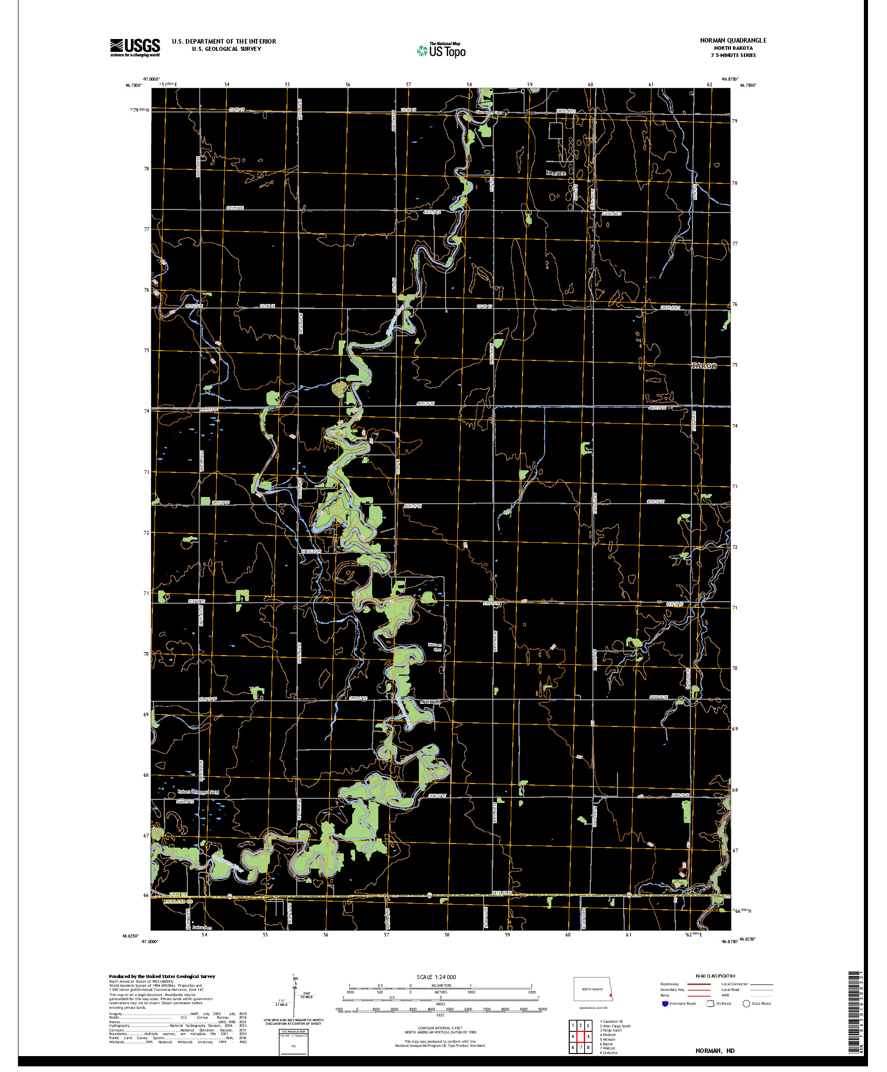 US TOPO 7.5-MINUTE MAP FOR NORMAN, ND