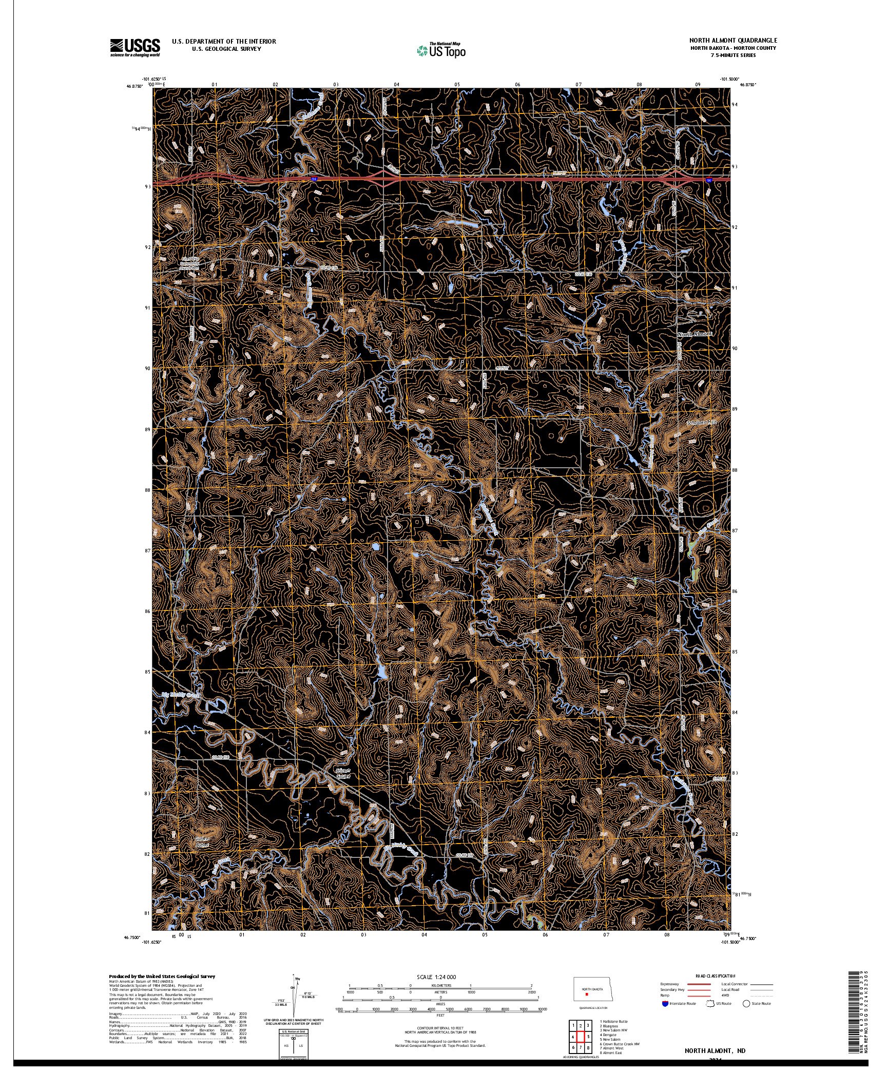 US TOPO 7.5-MINUTE MAP FOR NORTH ALMONT, ND