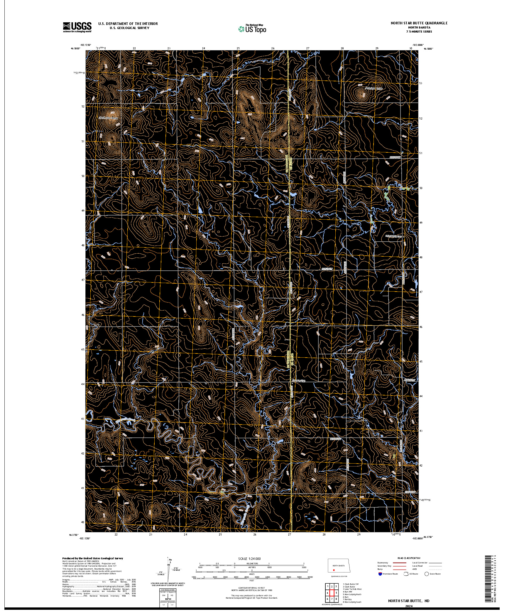US TOPO 7.5-MINUTE MAP FOR NORTH STAR BUTTE, ND