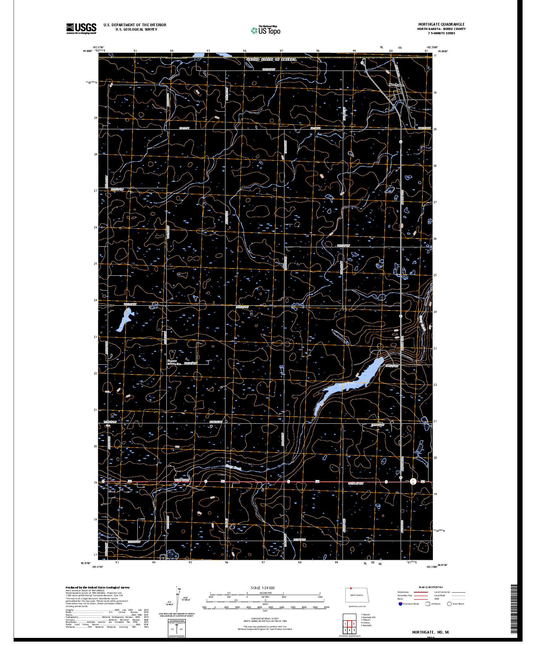 US TOPO 7.5-MINUTE MAP FOR NORTHGATE, ND,SK