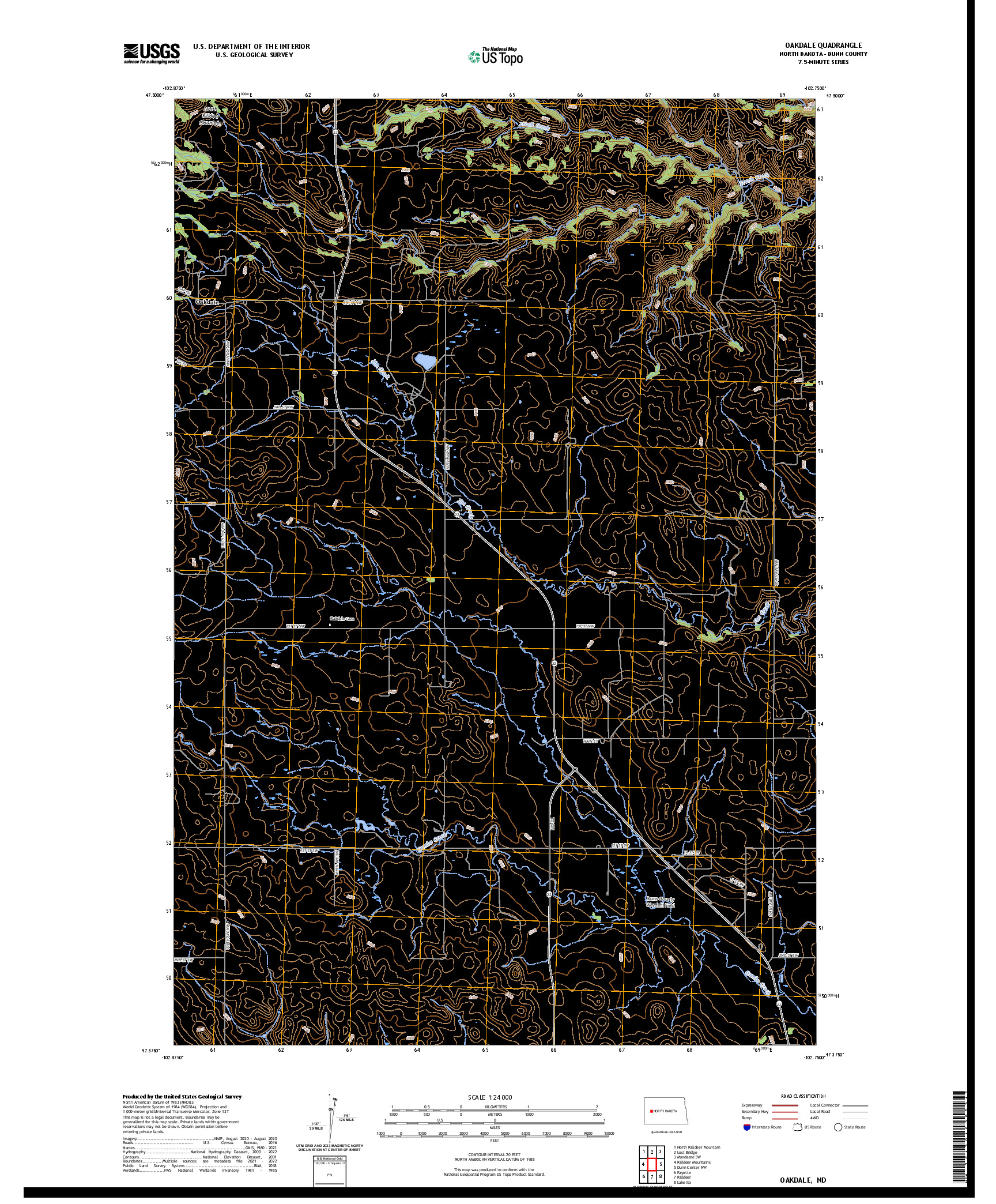 US TOPO 7.5-MINUTE MAP FOR OAKDALE, ND