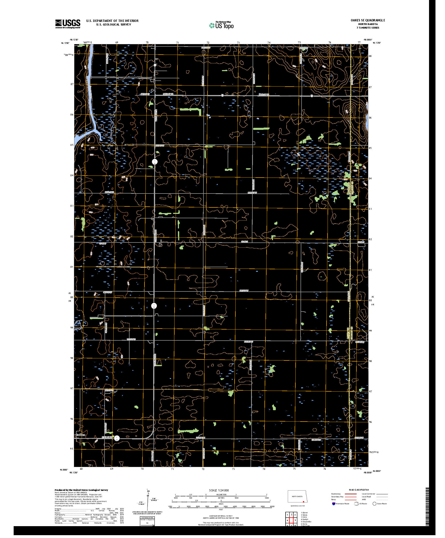 US TOPO 7.5-MINUTE MAP FOR OAKES SE, ND