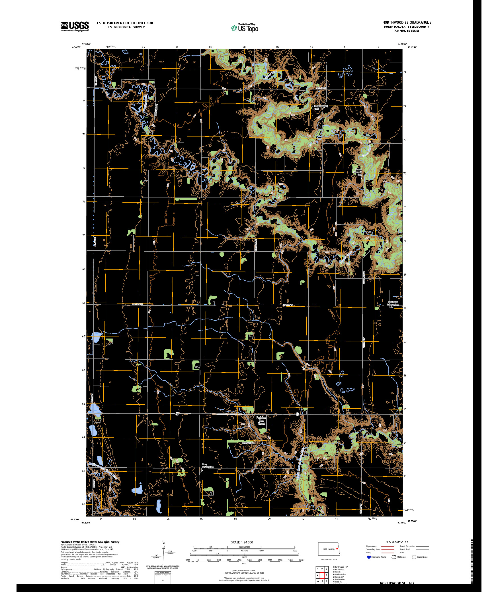 US TOPO 7.5-MINUTE MAP FOR NORTHWOOD SE, ND