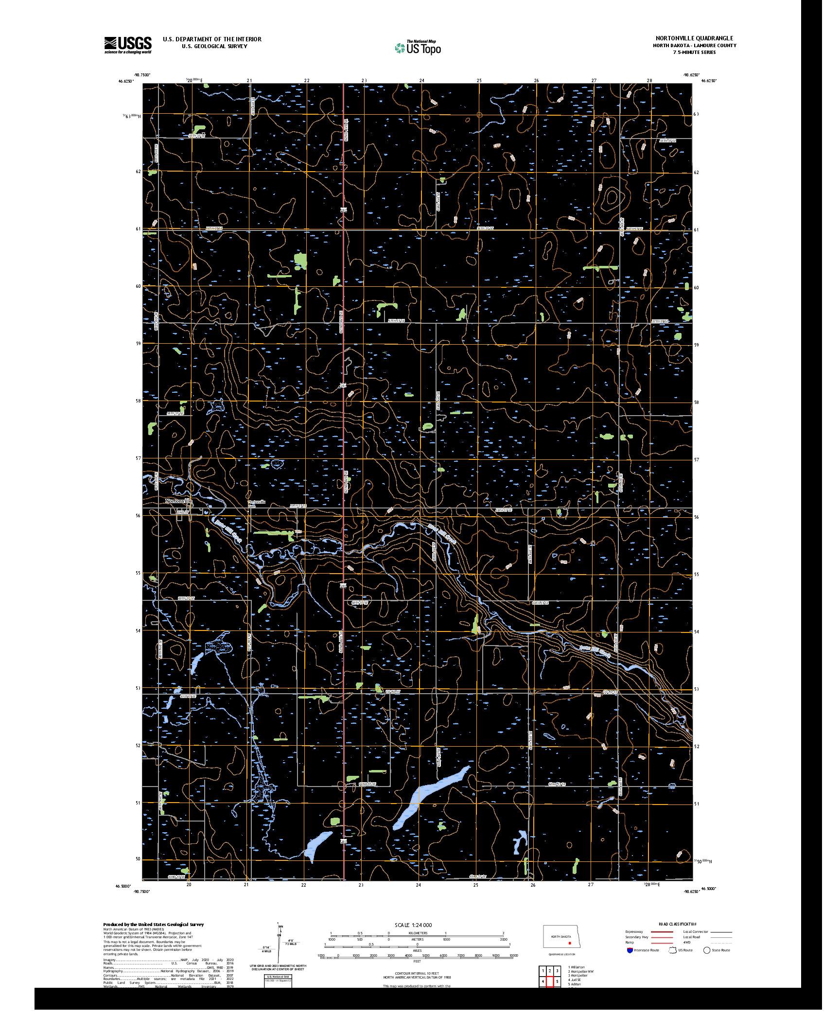 US TOPO 7.5-MINUTE MAP FOR NORTONVILLE, ND